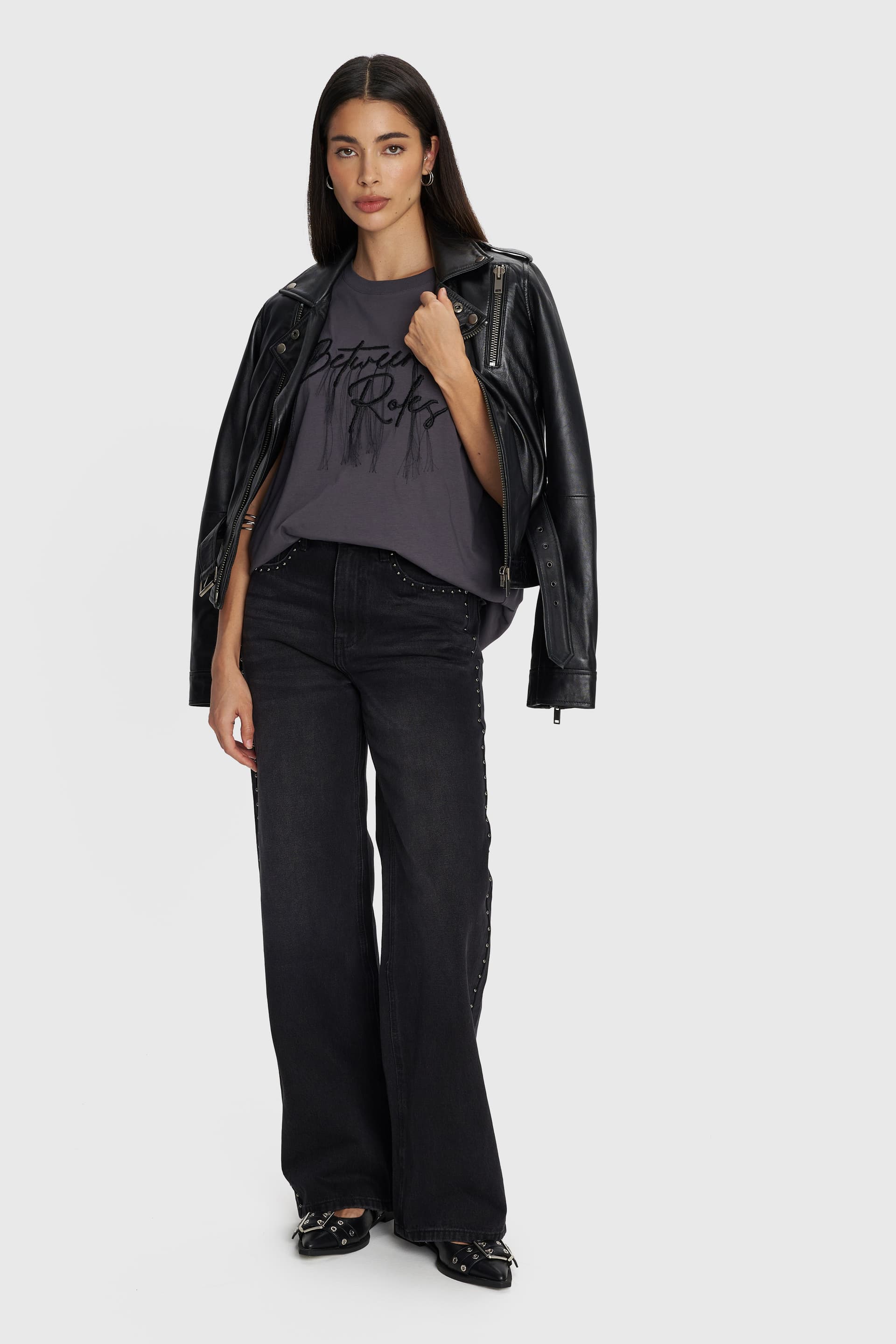 T-shirt με lettering - Γκρι