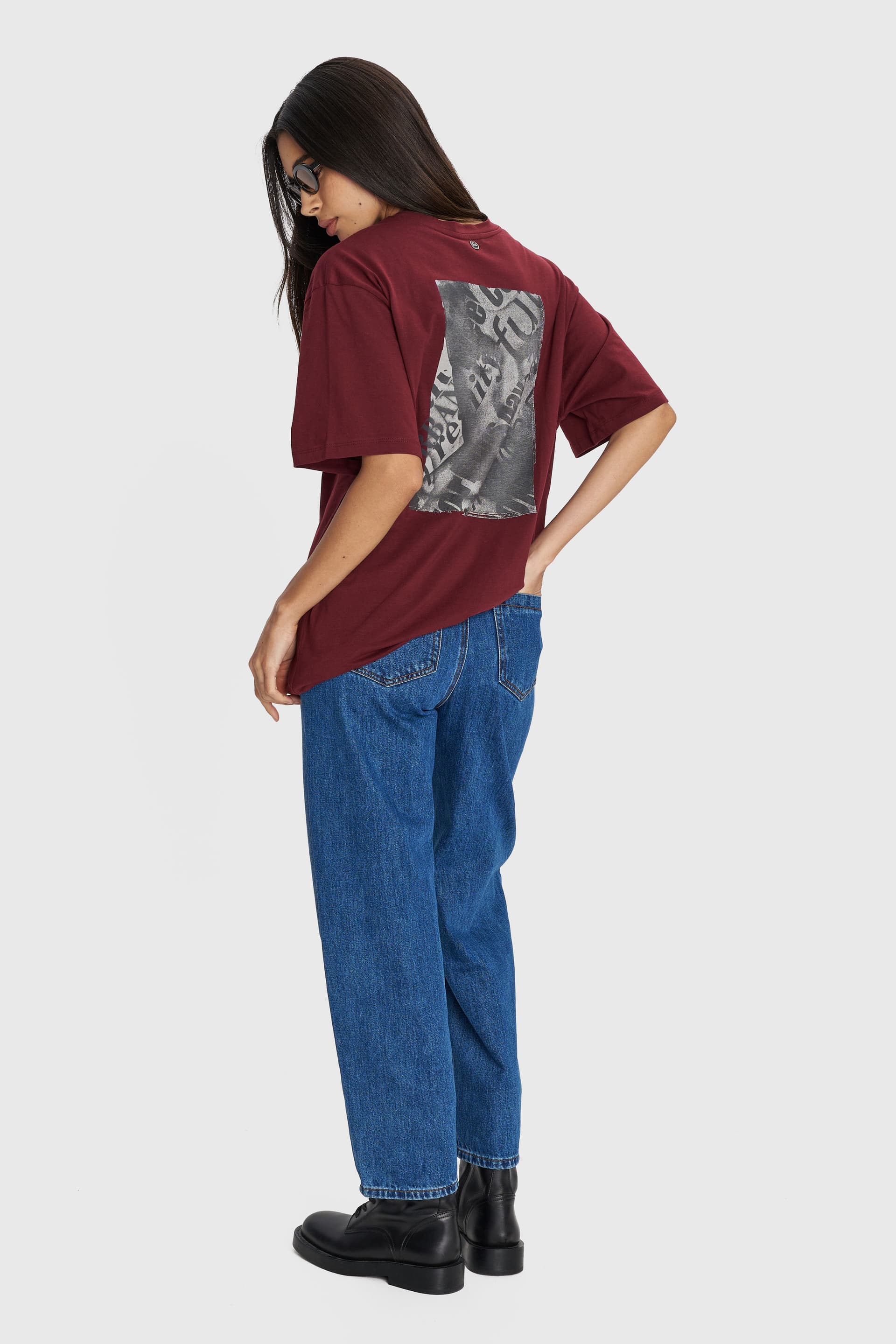 T-shirt με graphic τύπωμα - Μπορντό