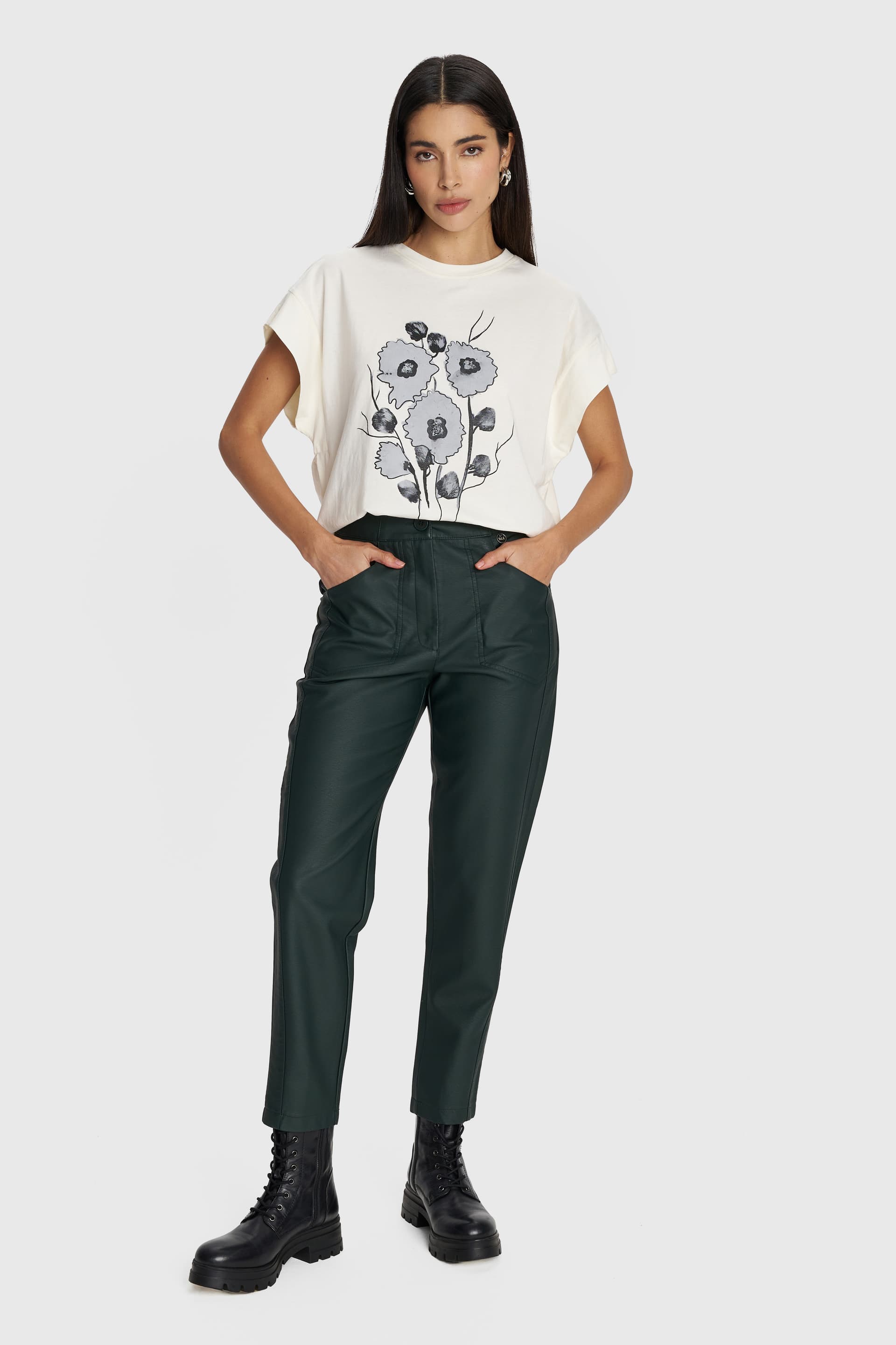 Μπλούζα κοντομάνικη με στάμπα - Εκρού