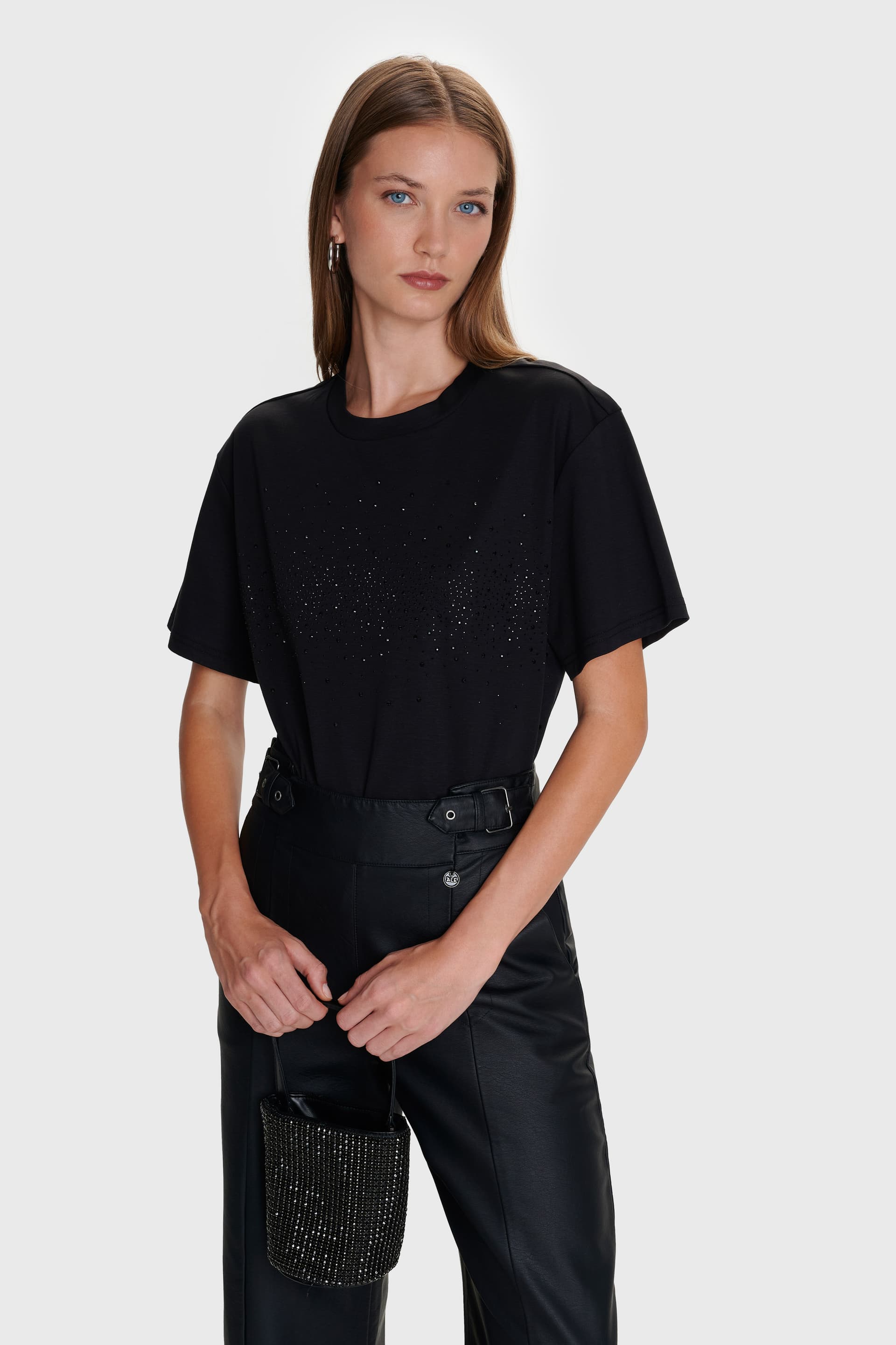 T-shirt με στρας - Μαύρο