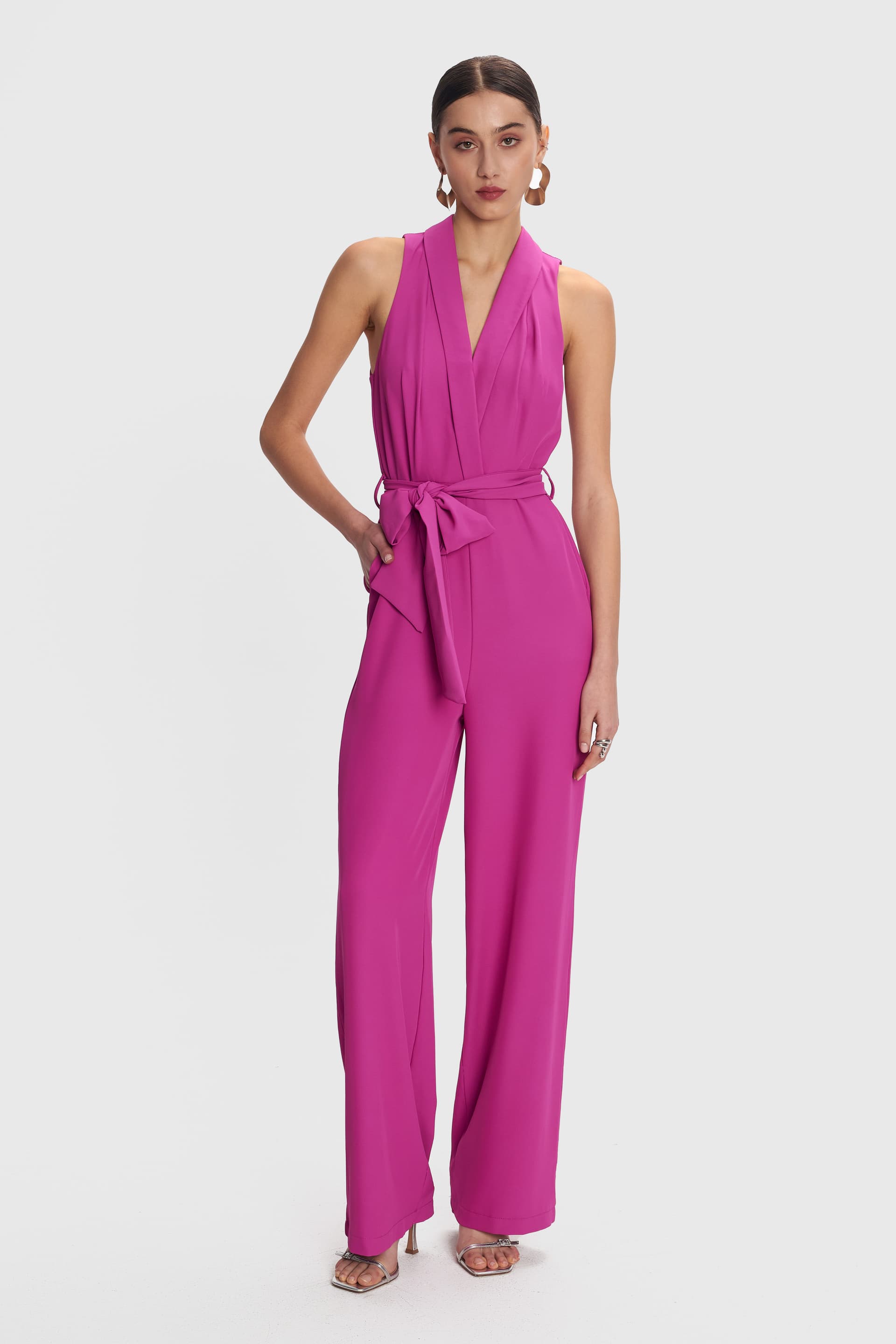 Ολόσωμη φόρμα με ζώνη - RASPBERRY