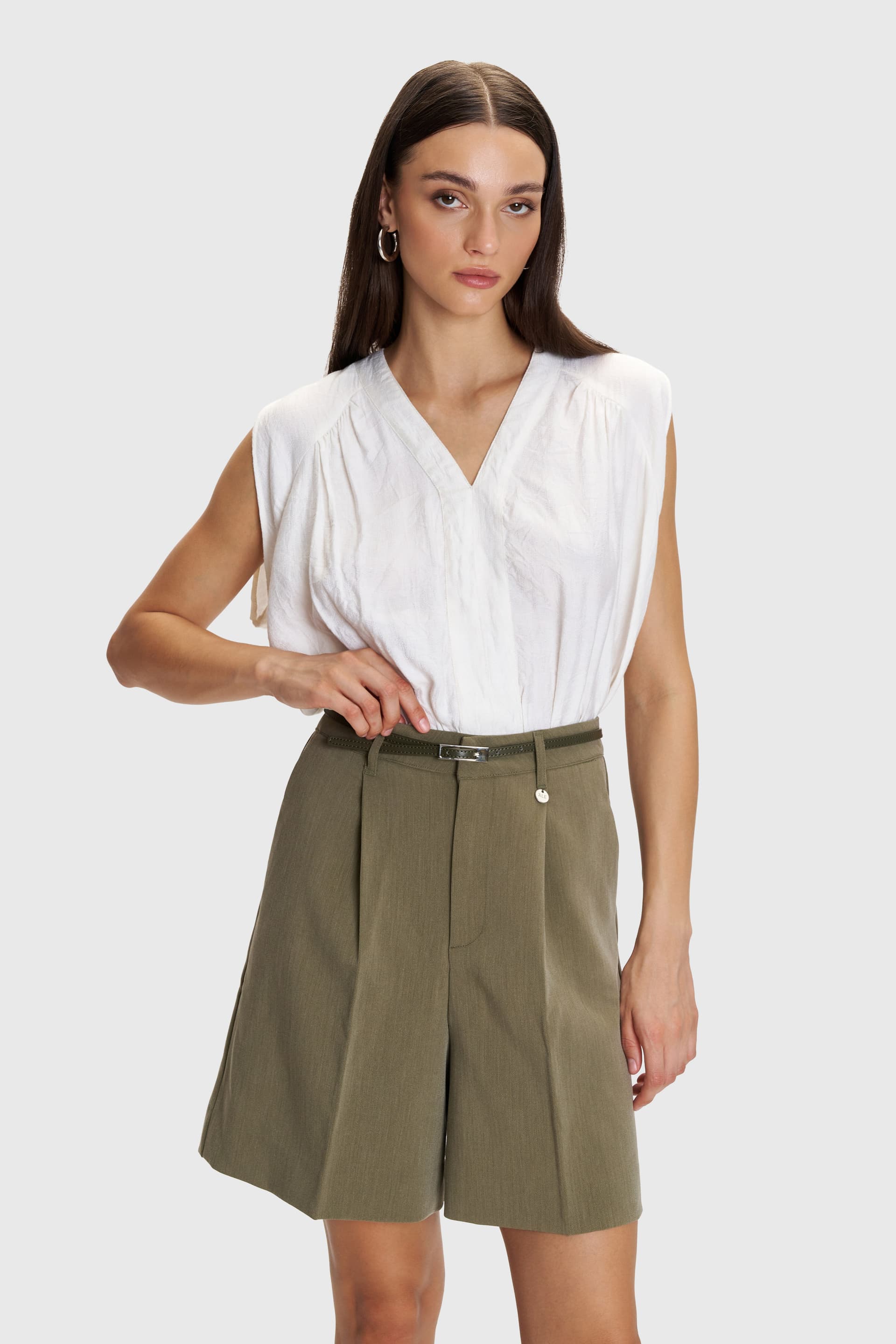 Βερμούδα με ζώνη - Ανοιχτό Χακί