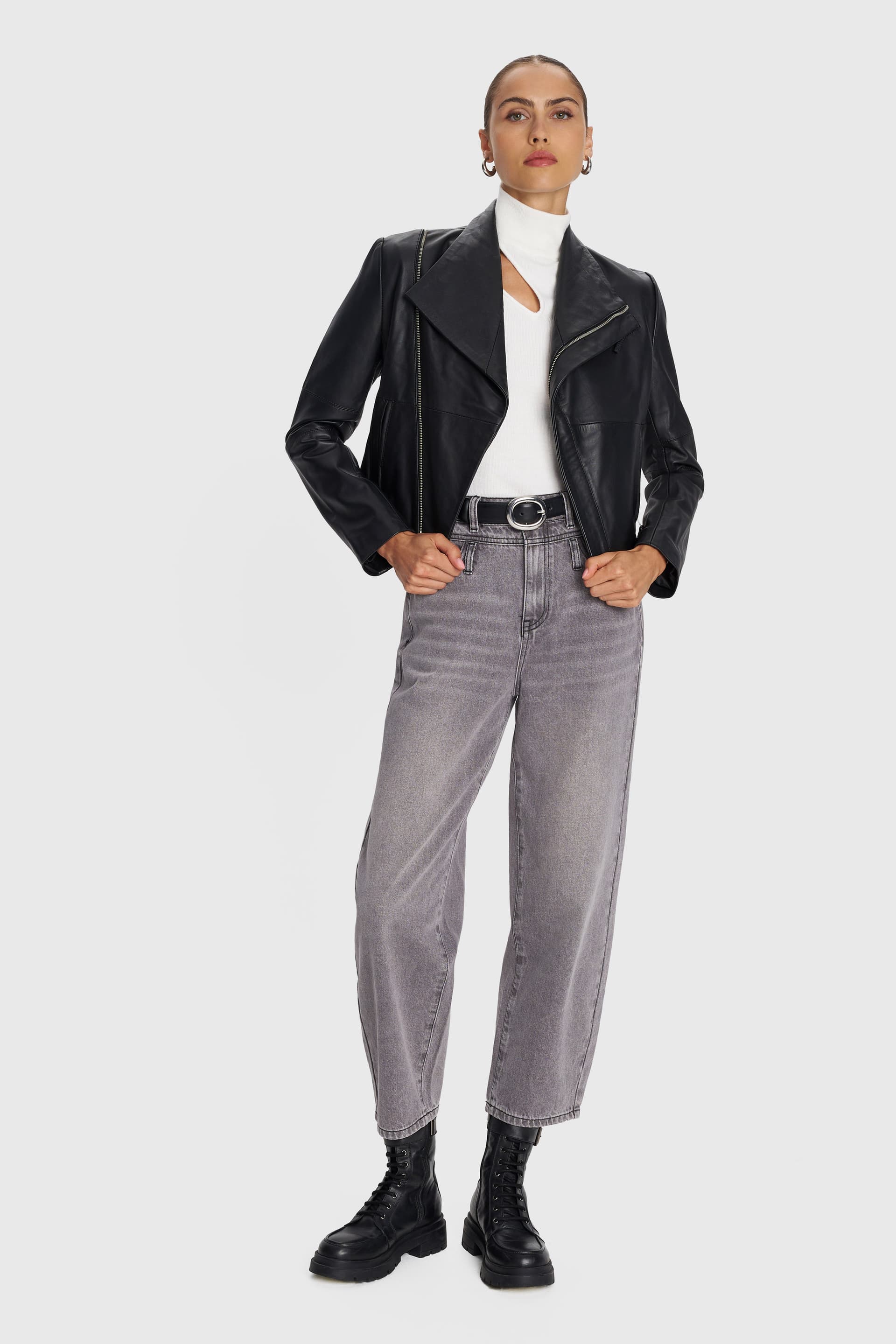 Τζιν παντελόνι ψηλόμεσο barrel - Γκρι