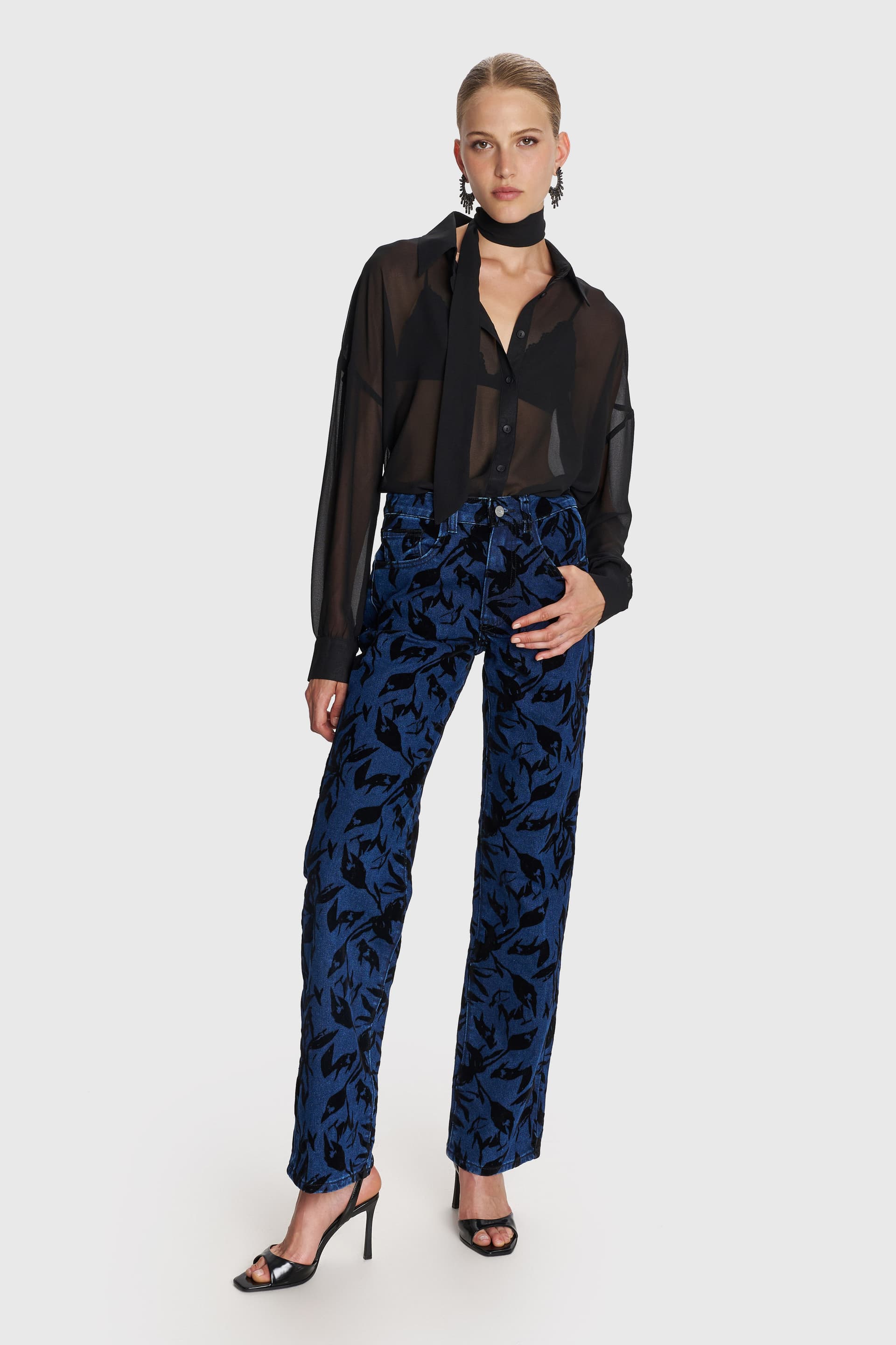 Παντελόνι τζιν με βελούδινα σχέδια - Μπλε