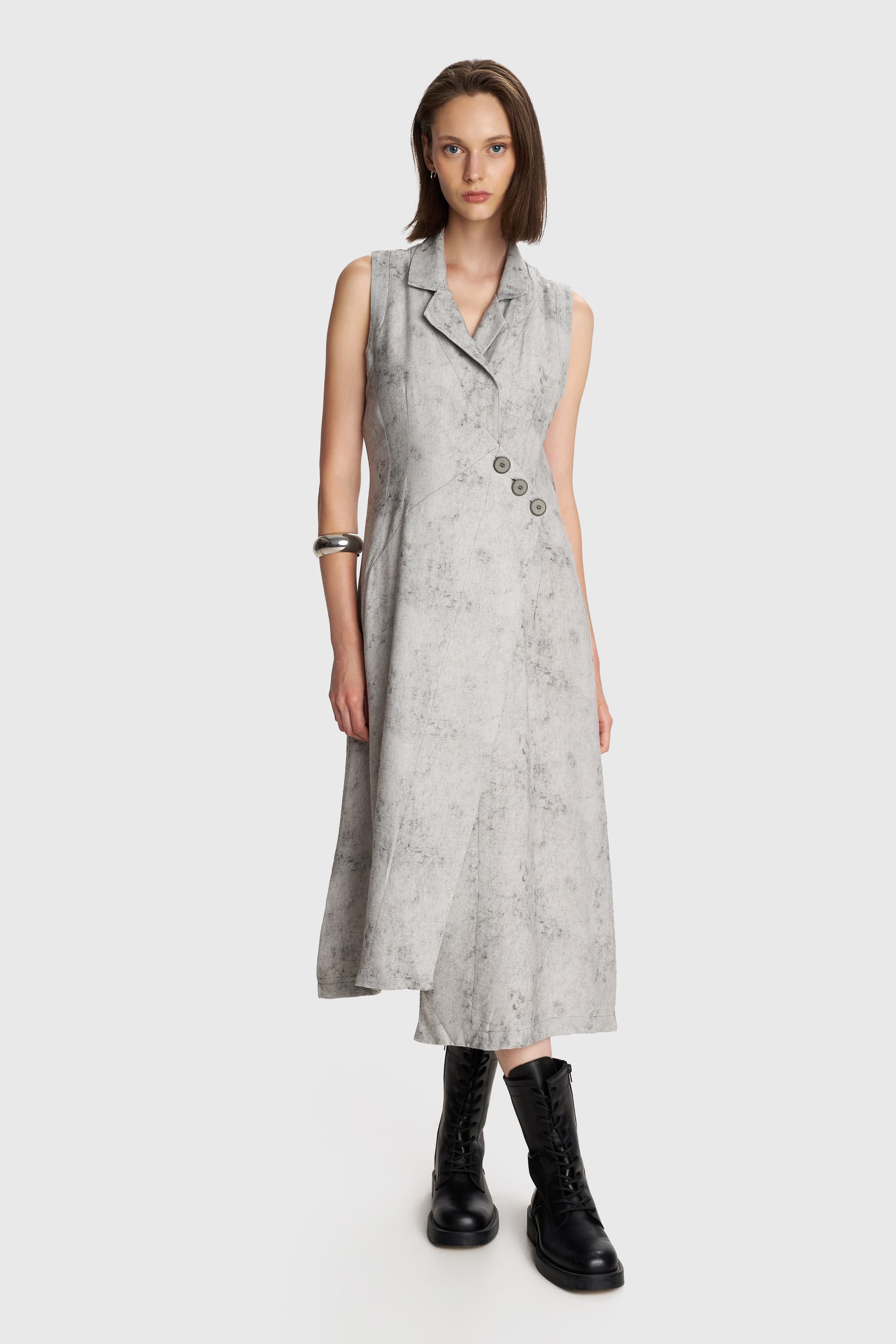 Φόρεμα μίντι αμάνικο - Γκρι