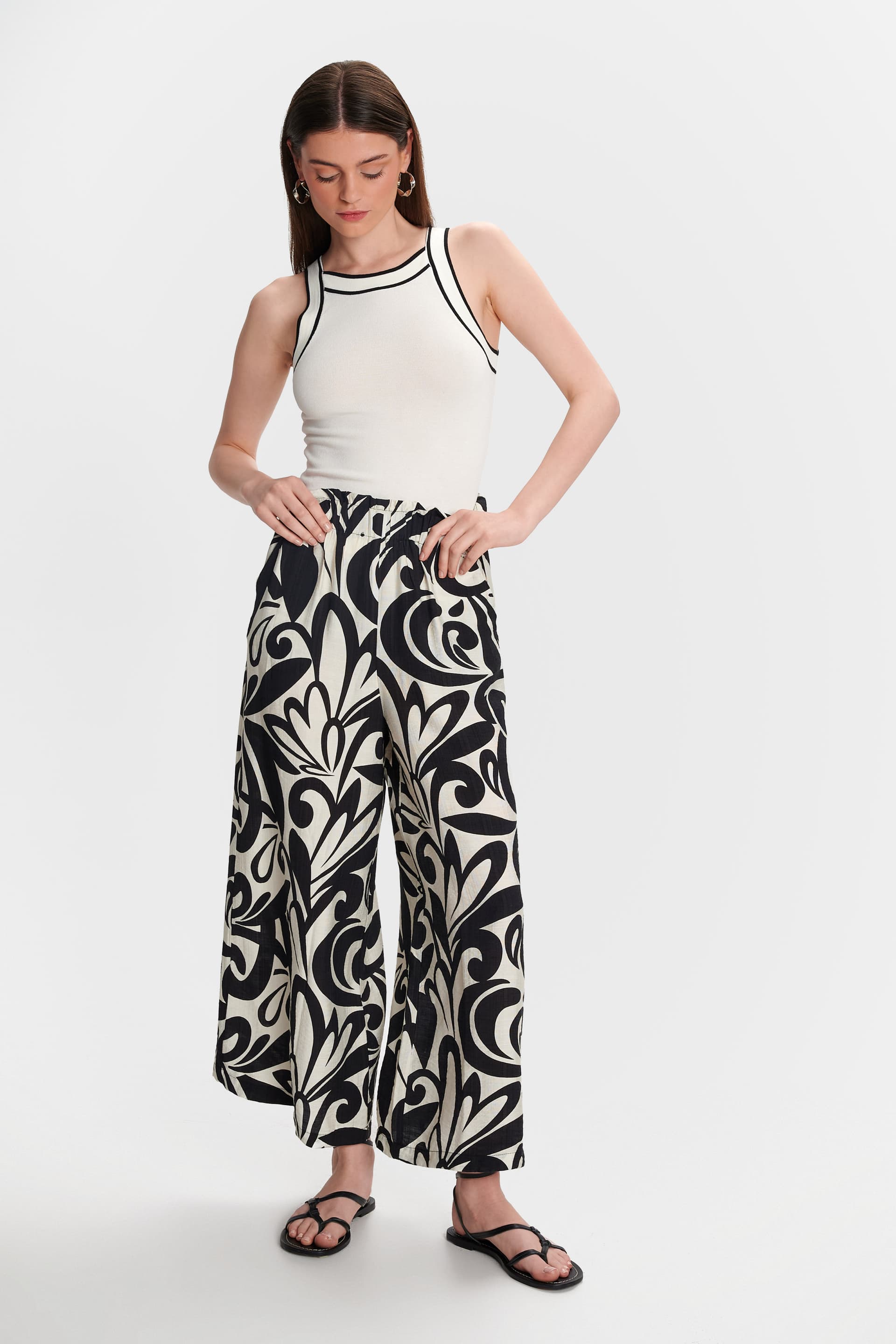 Ζυπ κιλότ εμπριμέ - Μαύρο