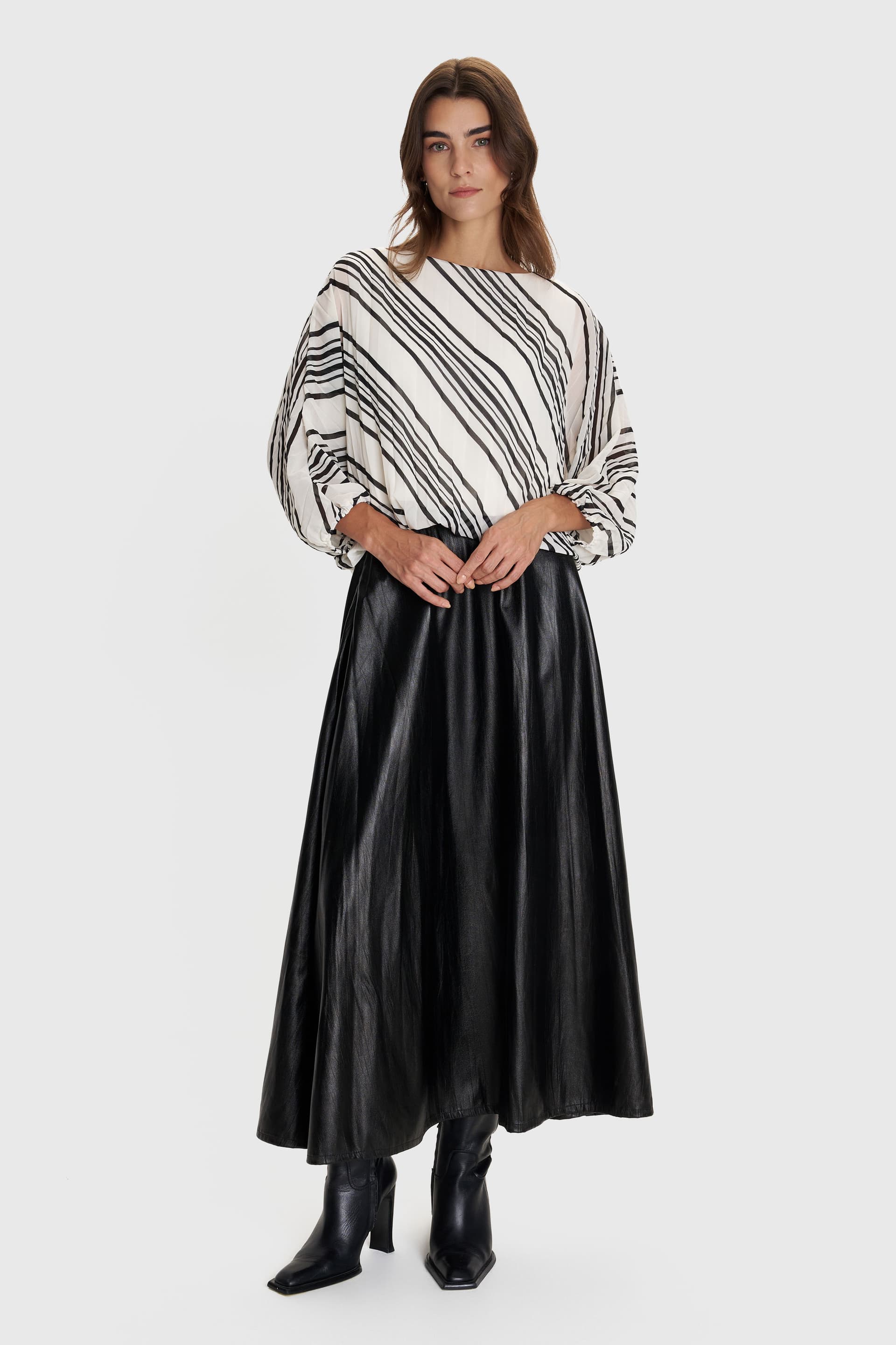 Μπλούζα με ριγέ print - Εκρού