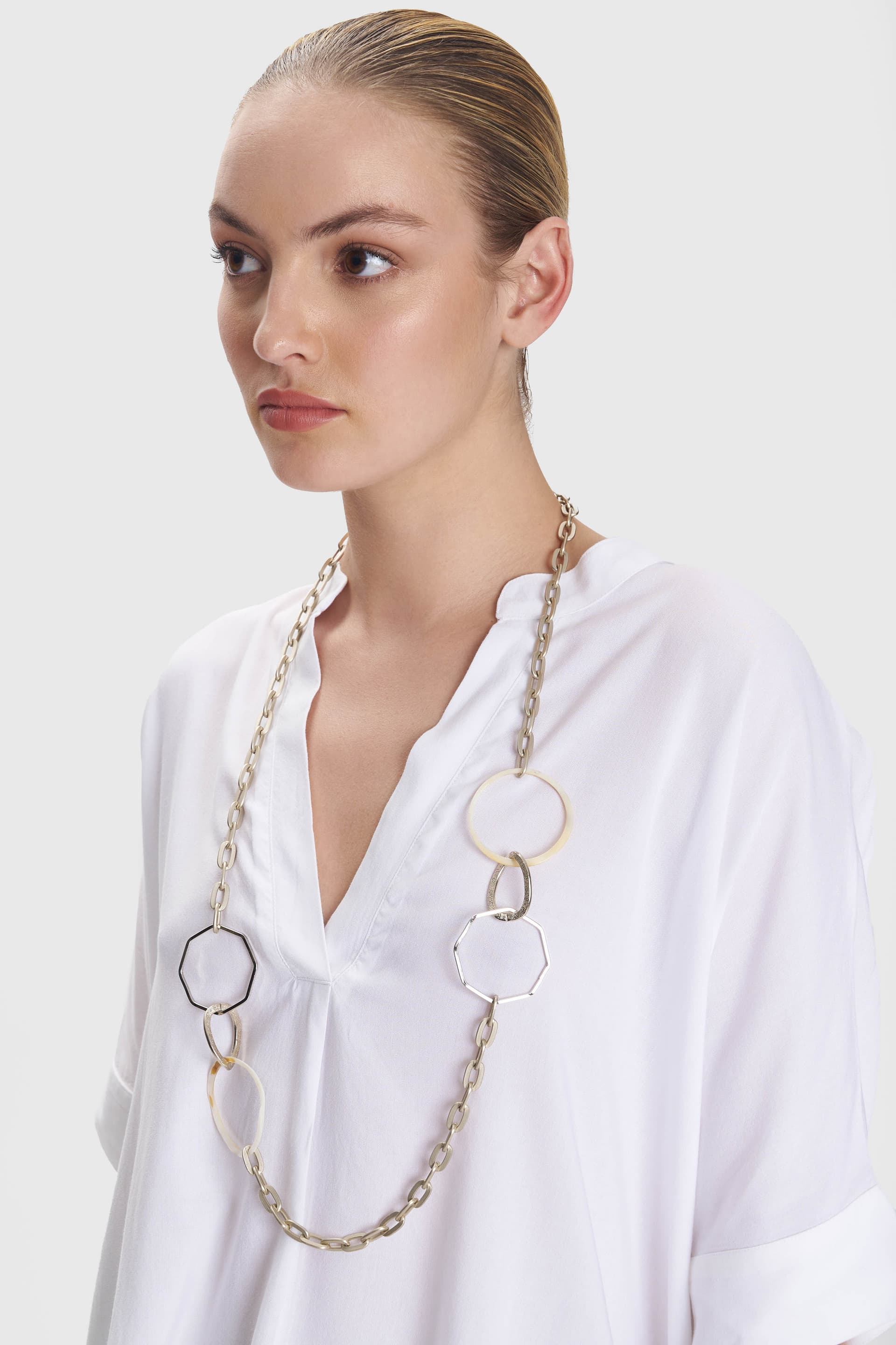 Κολιέ αλυσίδα με κρίκους - Ασημί