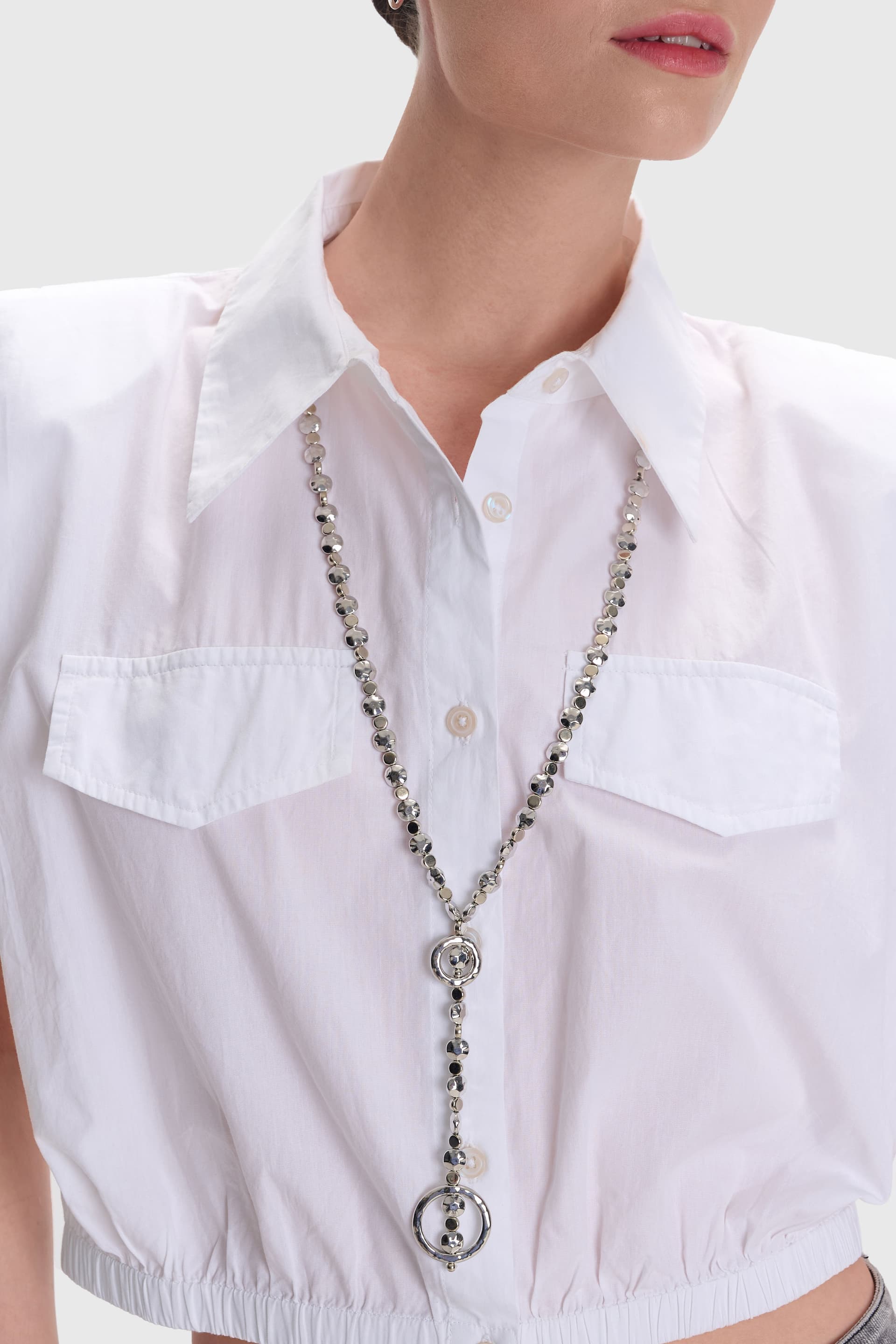 Κολιέ μακρύ αλυσίδα - Ασημί