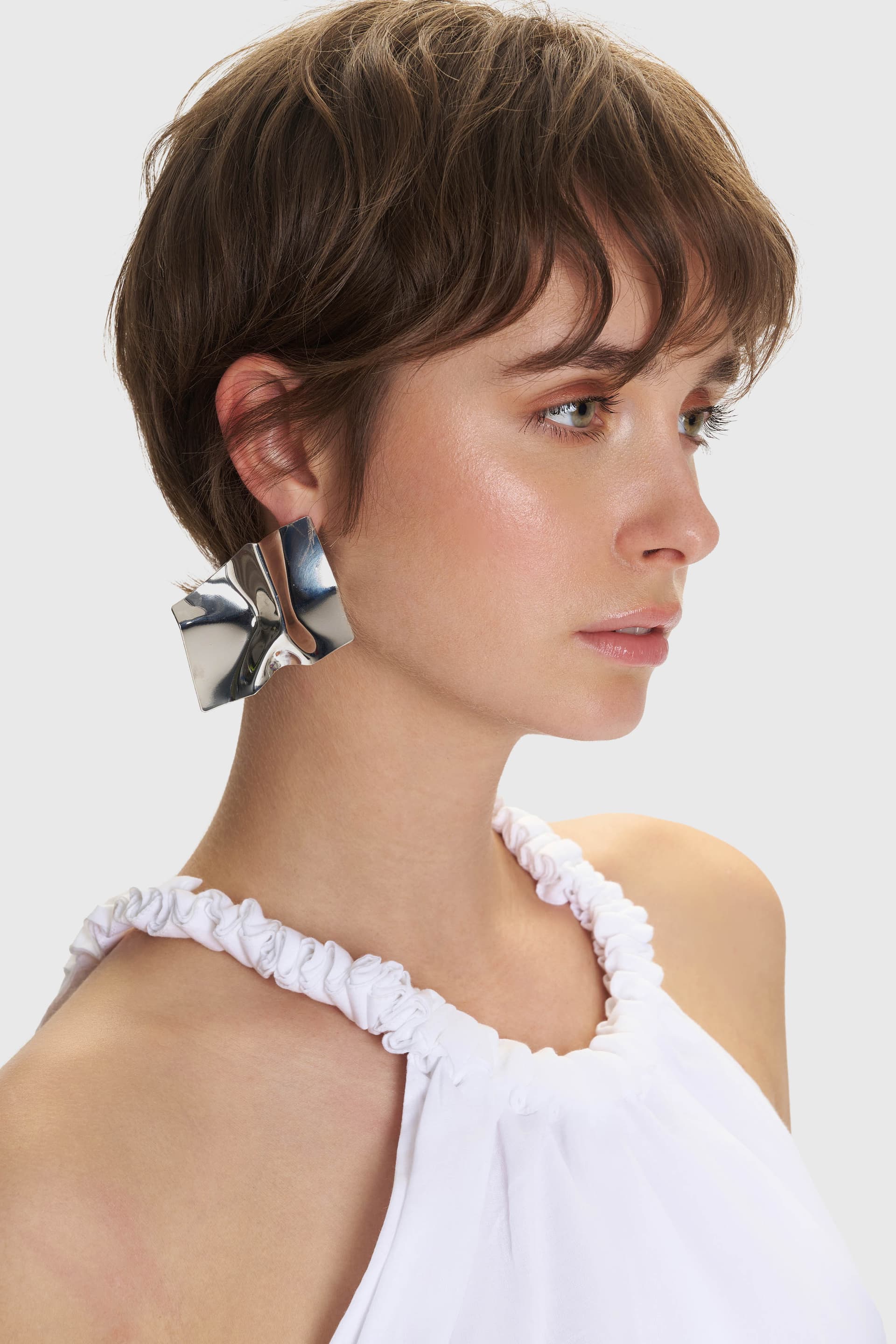 Σκουλαρίκια σε ακανόνιστο σχήμα - Ασημί