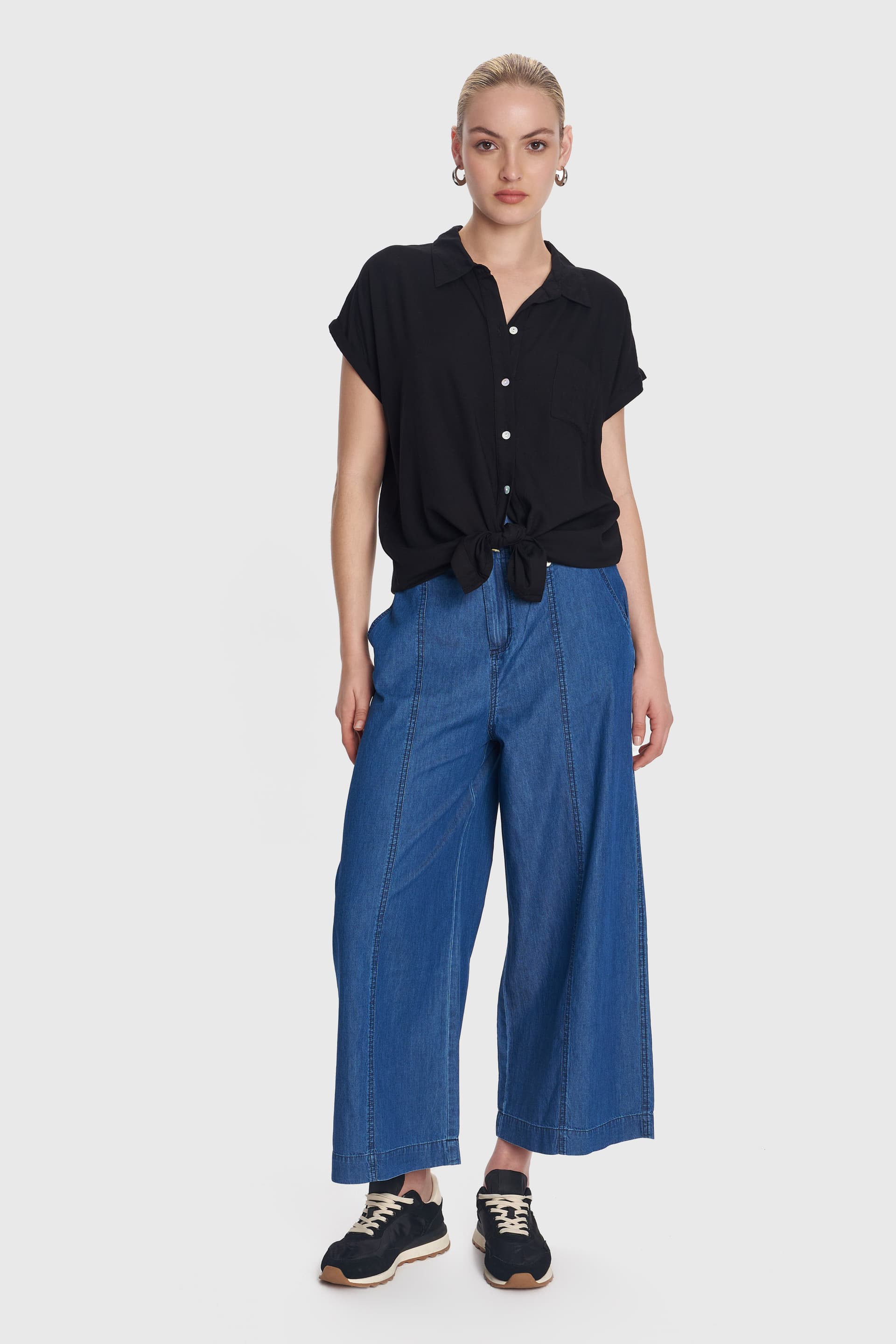 Πουκάμισο κοντομάνικο μονόχρωμο - Μαύρο