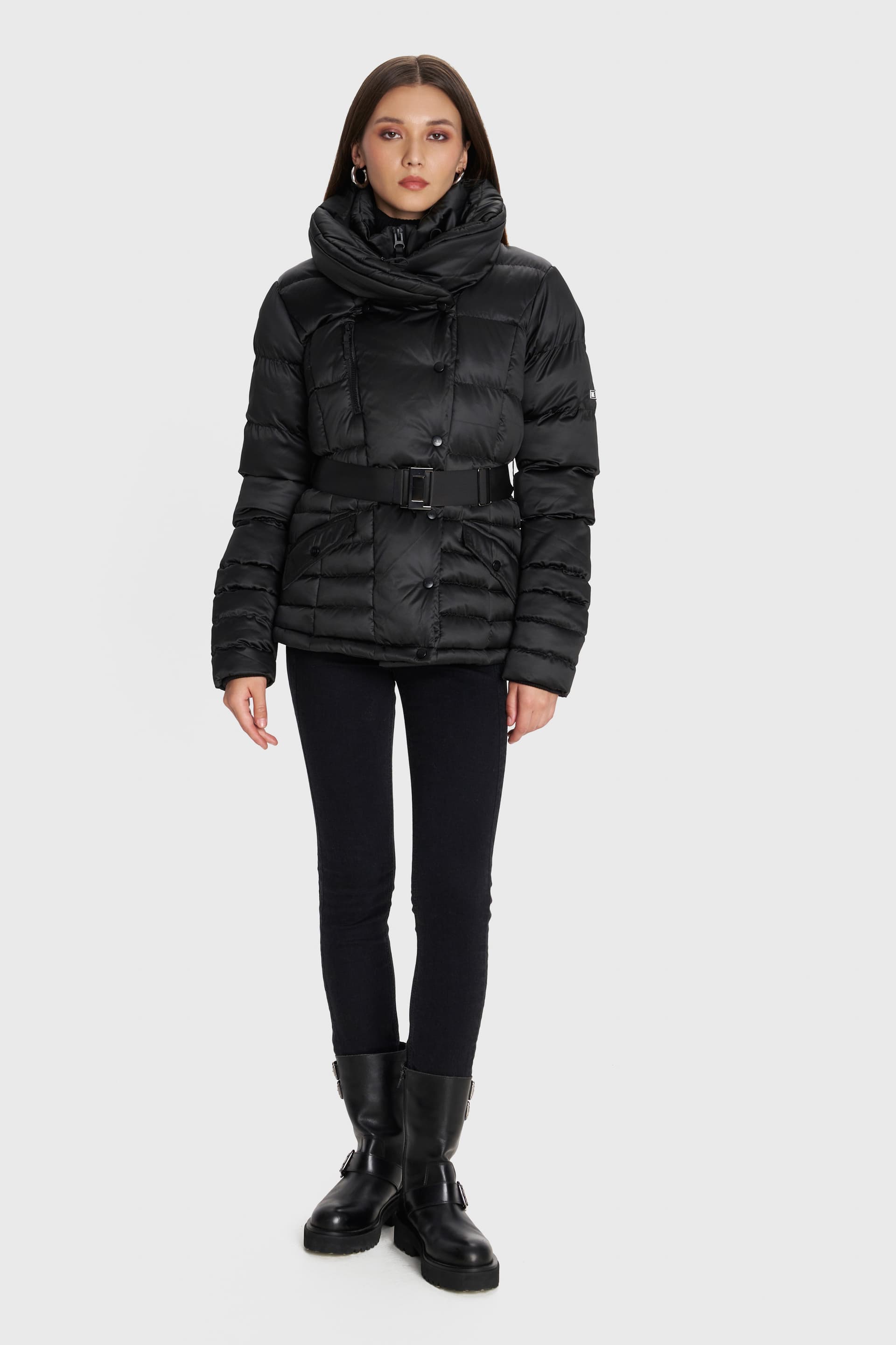 Μπουφάν puffer με κουκούλα - Μαύρο