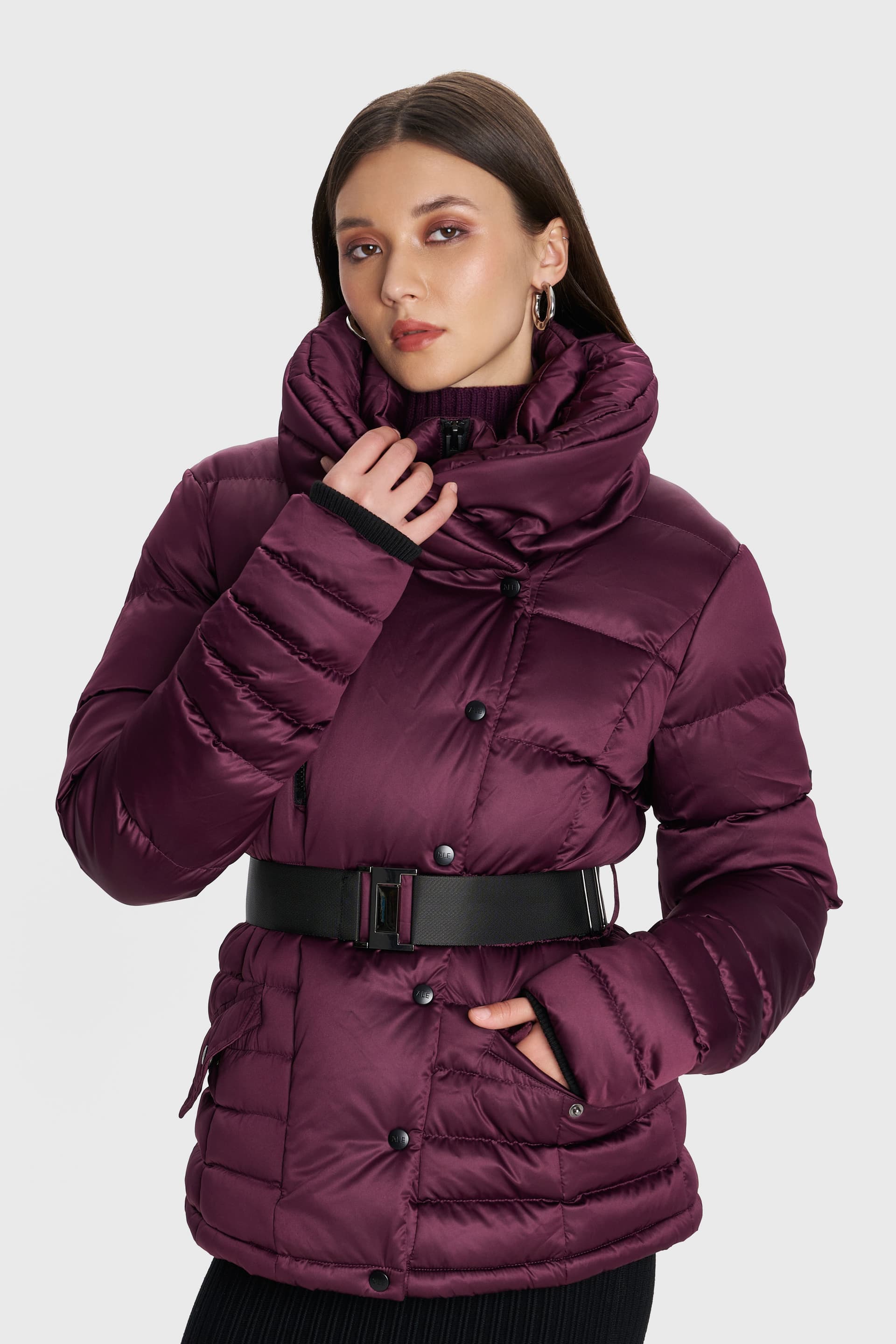 Μπουφάν puffer με κουκούλα - Μπορντό