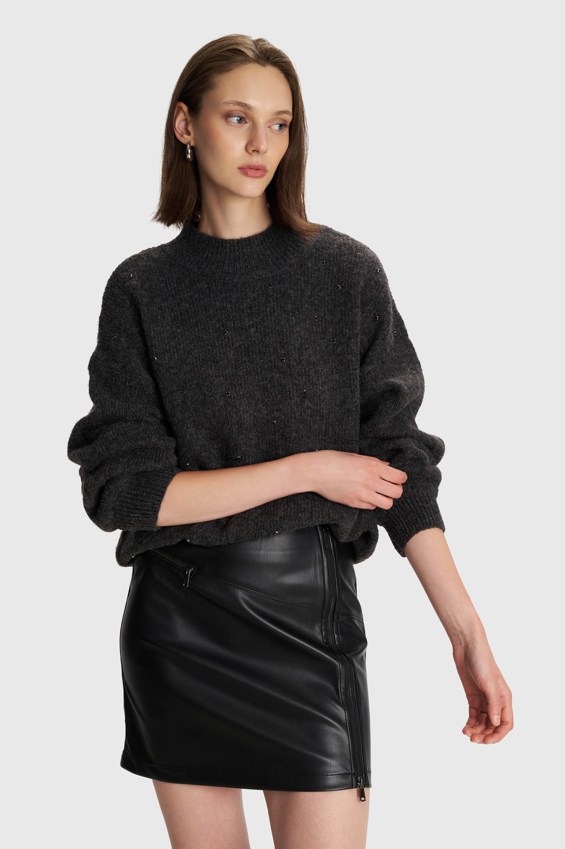 Μίνι φούστα δερματίνη - Μαύρο