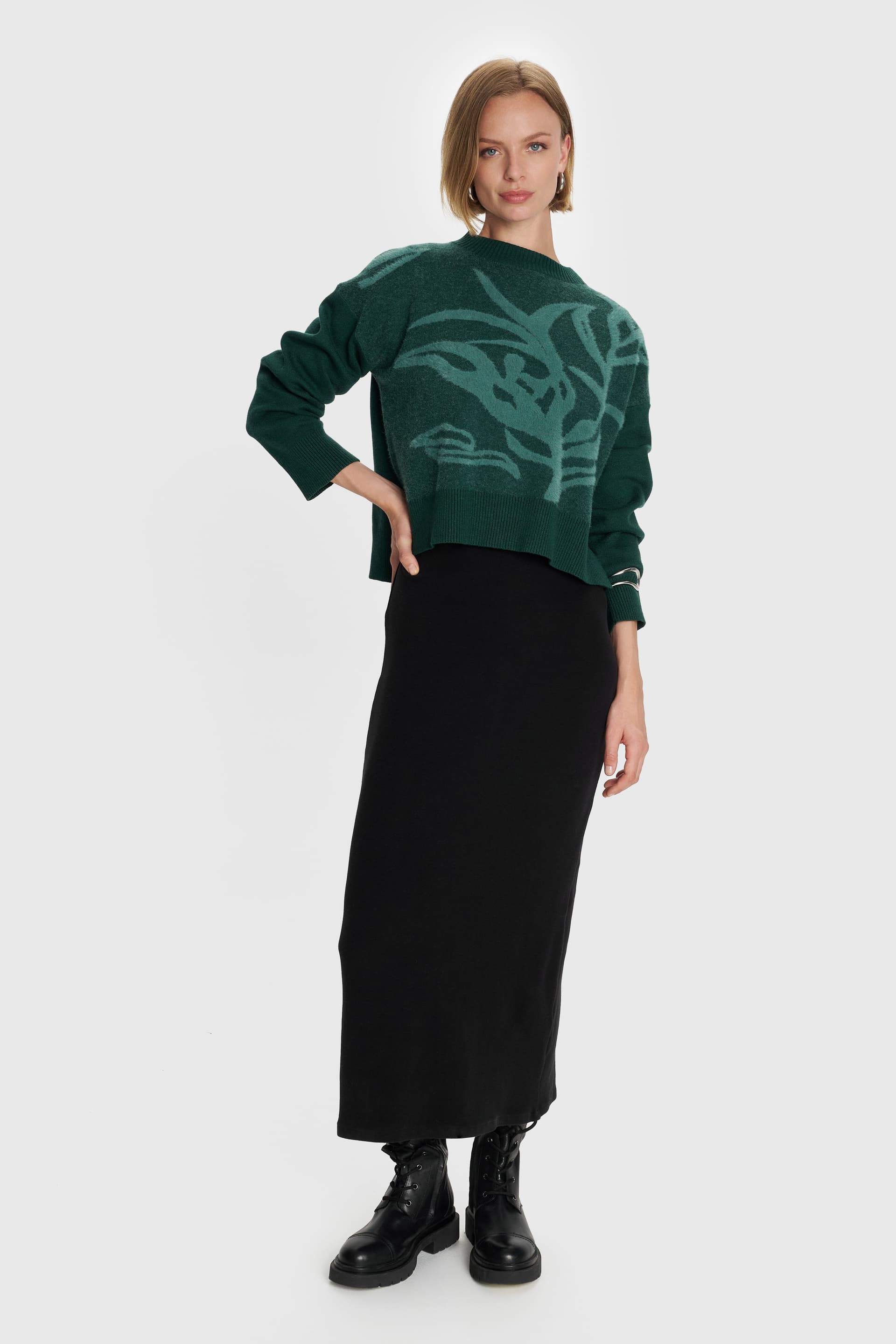 Μπλούζα πλεκτή με σχέδιο - Πράσινο