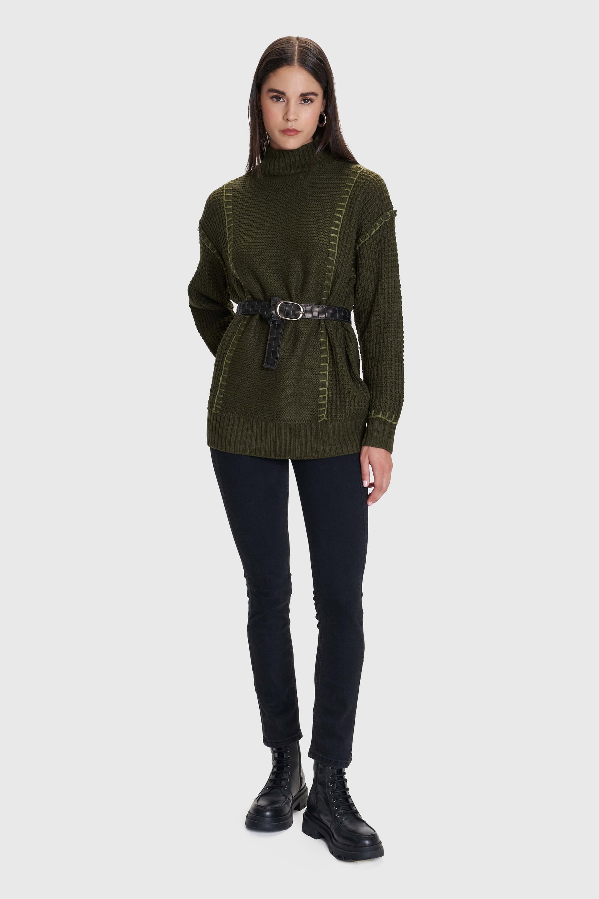 Μπλούζα πλεκτή μακριά - Χακί