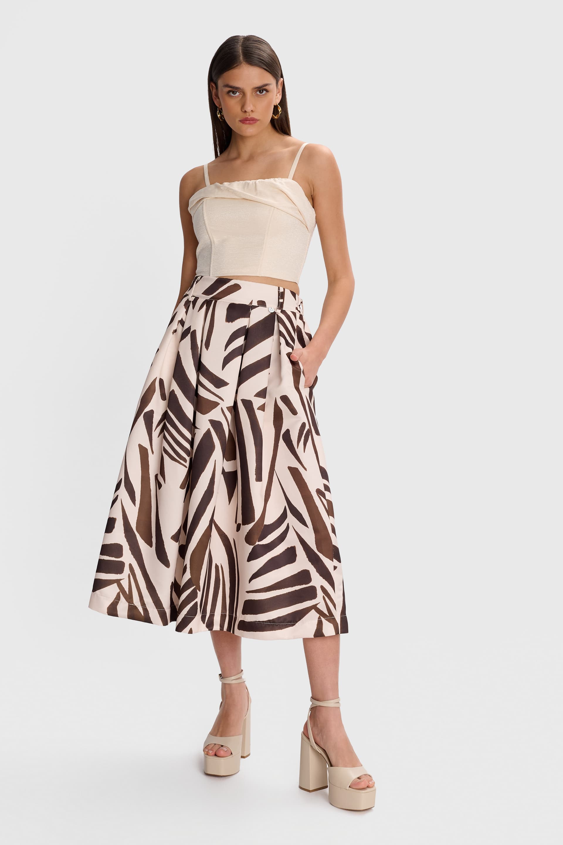 Μπούστο με αποσπώμενες τιράντες - Εκρού