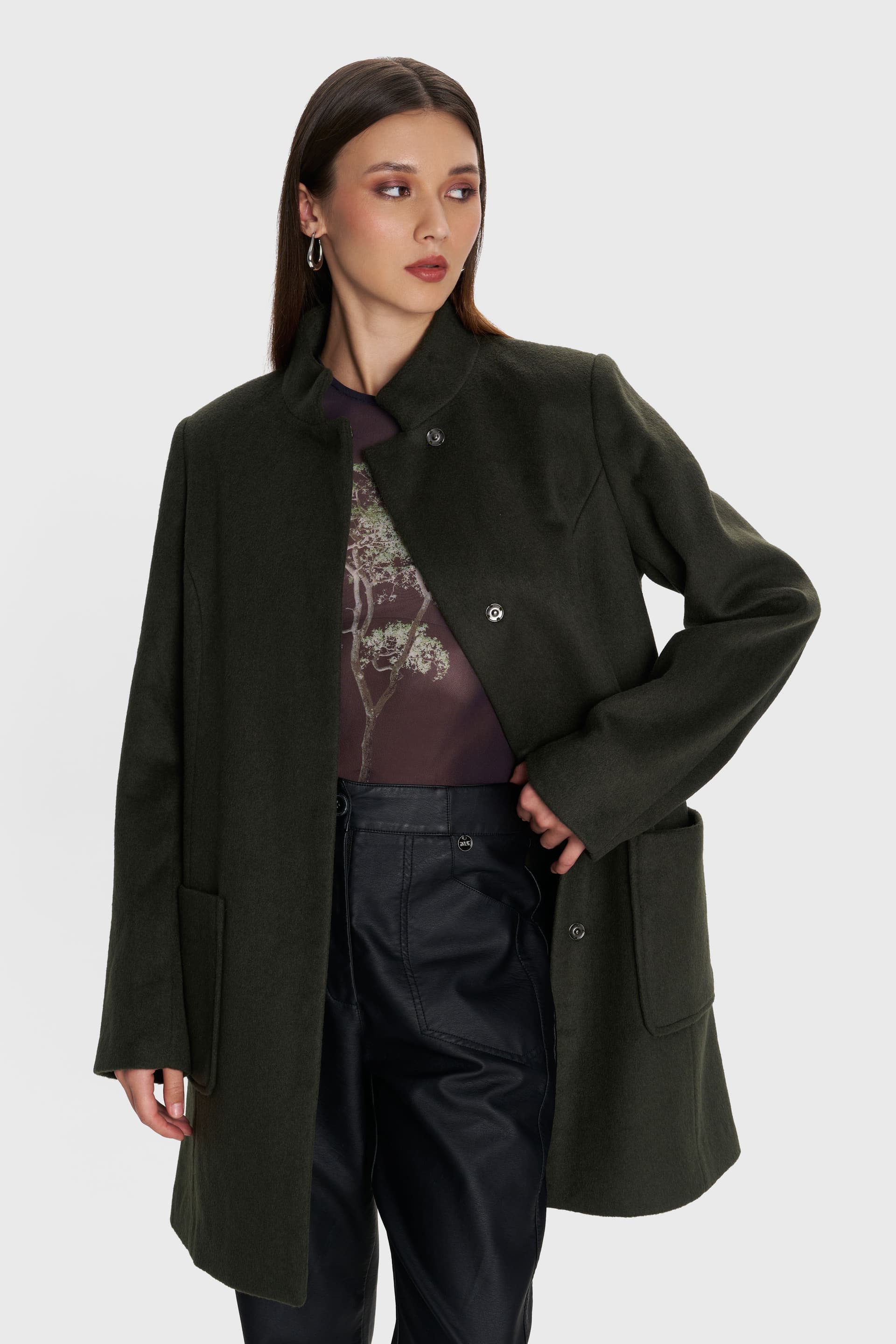 Ημίπαλτο με μπροστινές τσέπες - Πράσινο