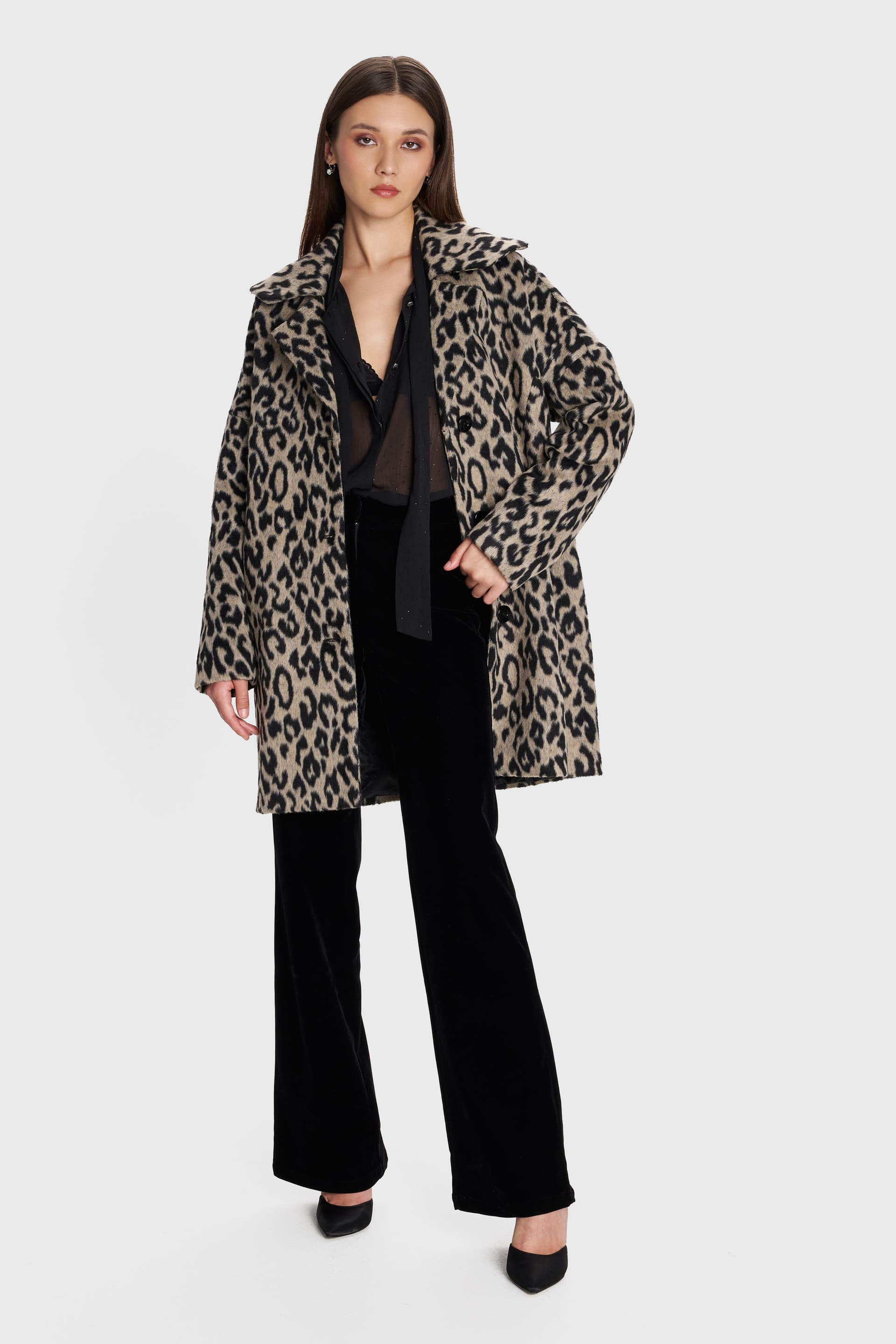 Ημίπαλτο με animal print - Πολύχρωμο