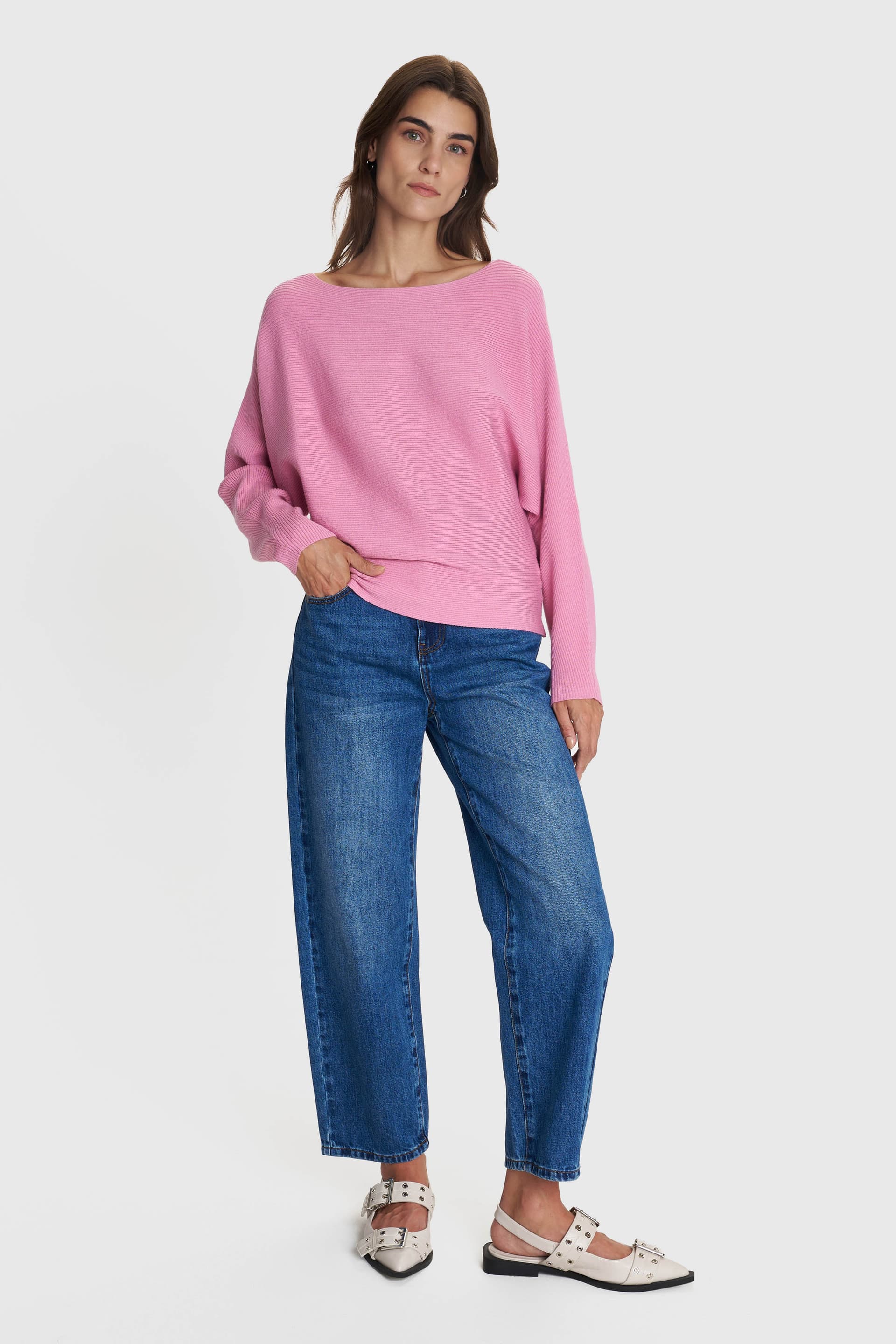 Πλεκτή μπλούζα με λαιμόκοψη - Σάπιο Μήλο