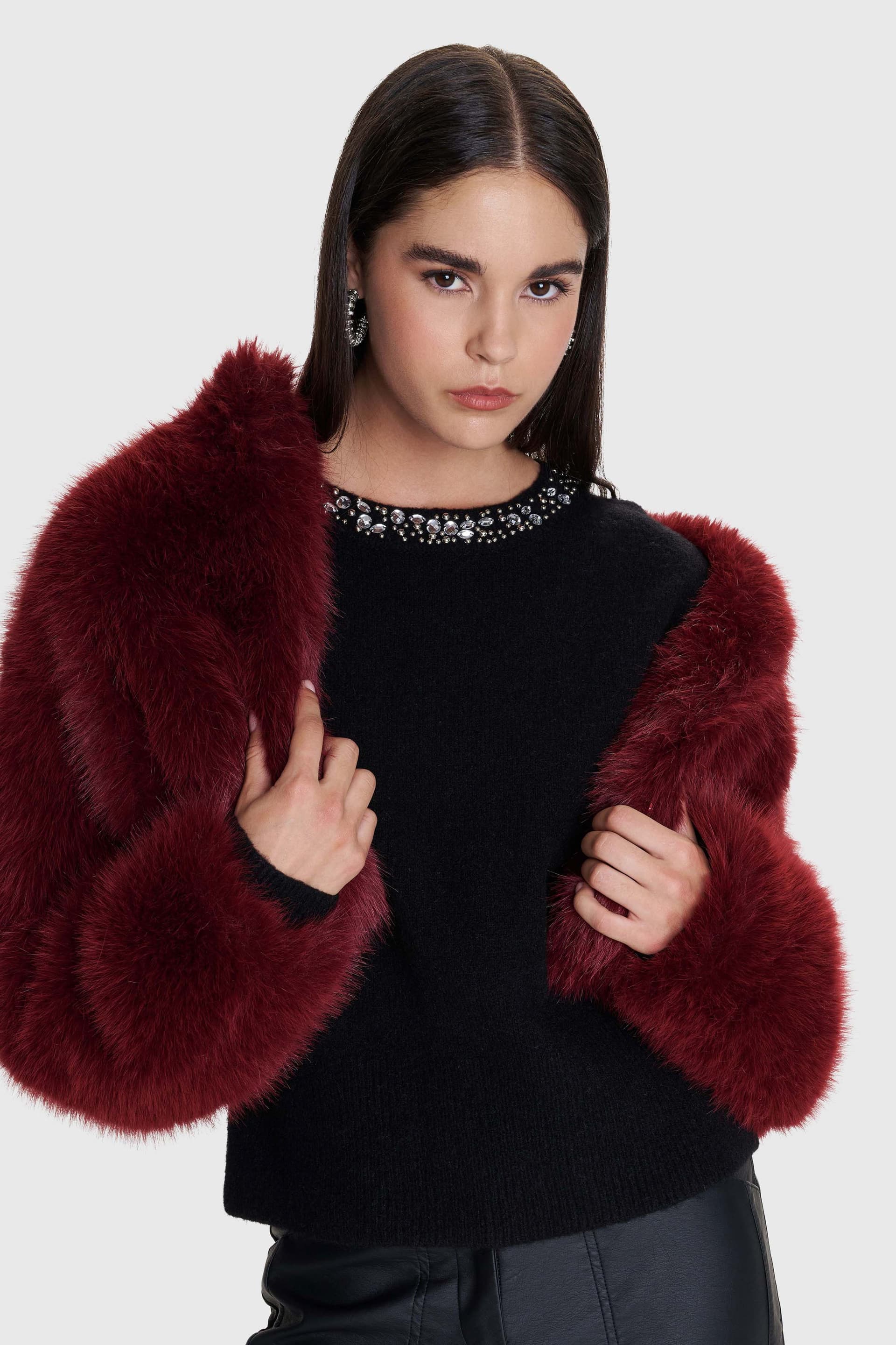 Μπλούζα πλεκτή με διακοσμητικά στοιχεία - Μαύρο