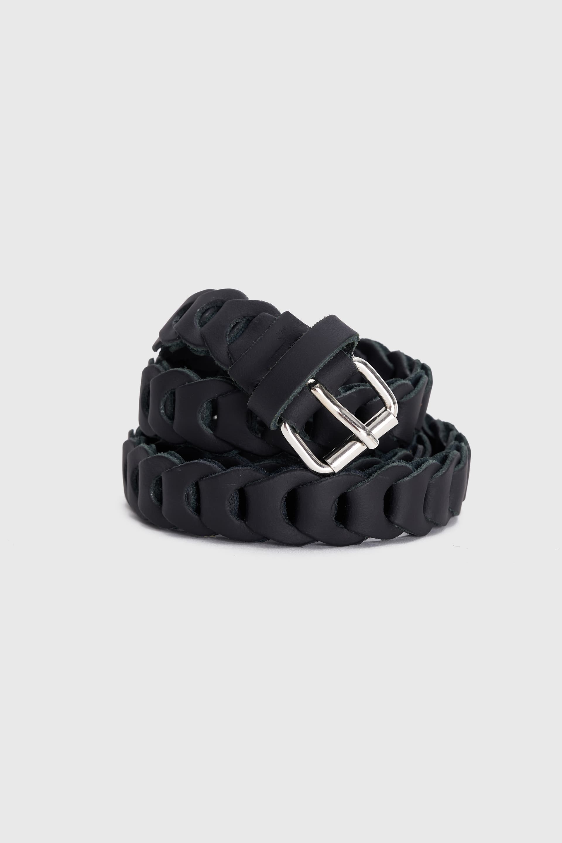 Ζώνη δερμάτινη με περίτεχνο σχέδιο - Μαύρο