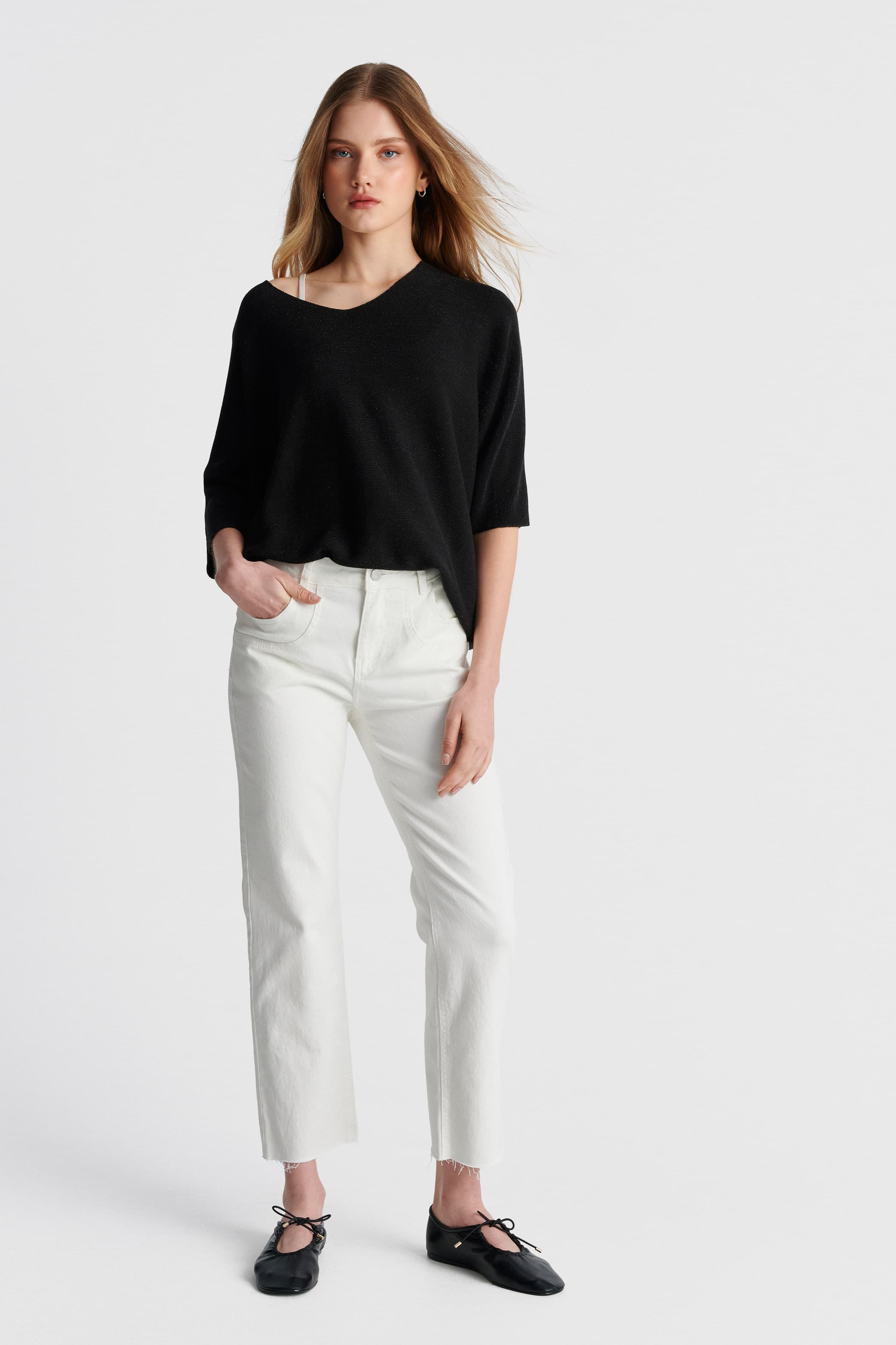 Μπλούζα πλεκτή ιριδίζουσα - Μαύρο