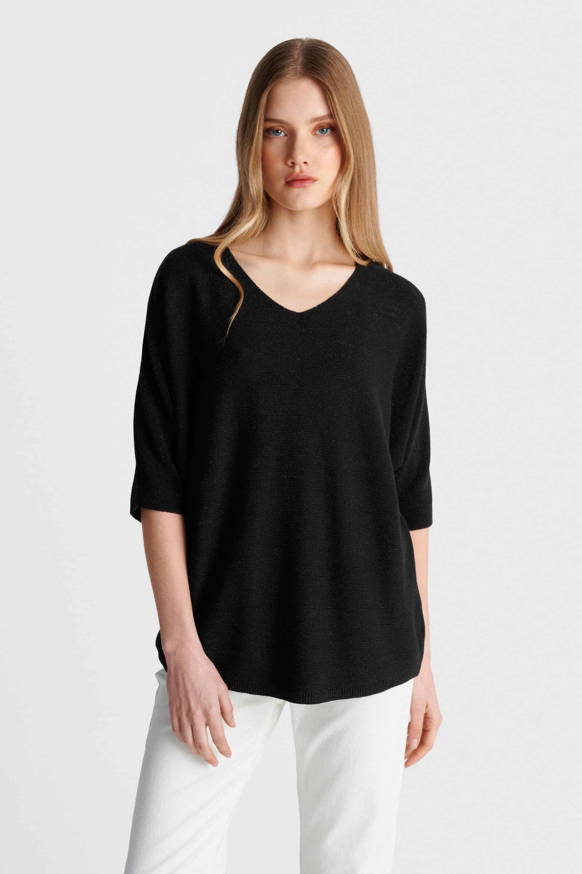 Μπλούζα πλεκτή ιριδίζουσα - Μαύρο