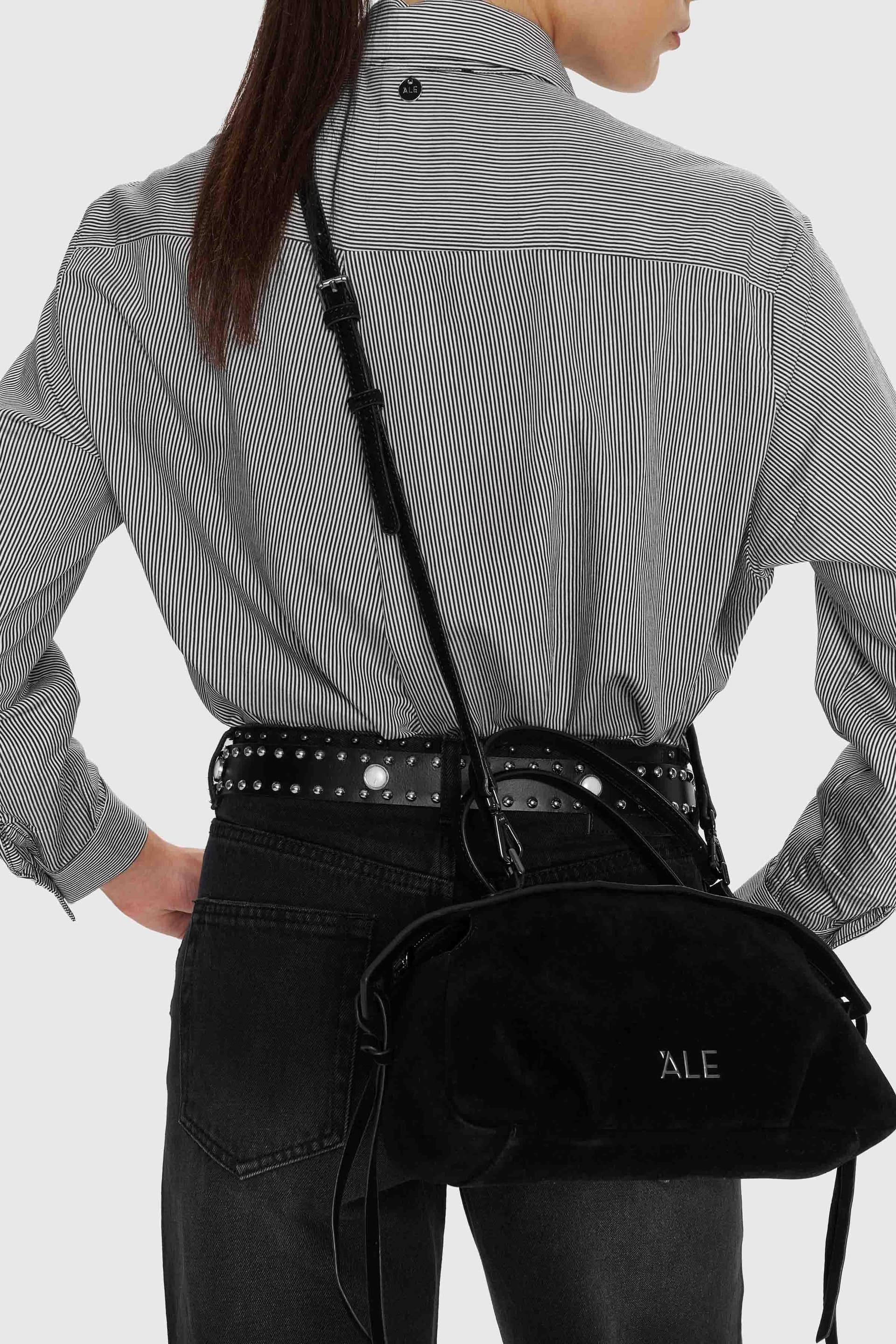 Τσάντα χειρός σουέτ - Μαύρο