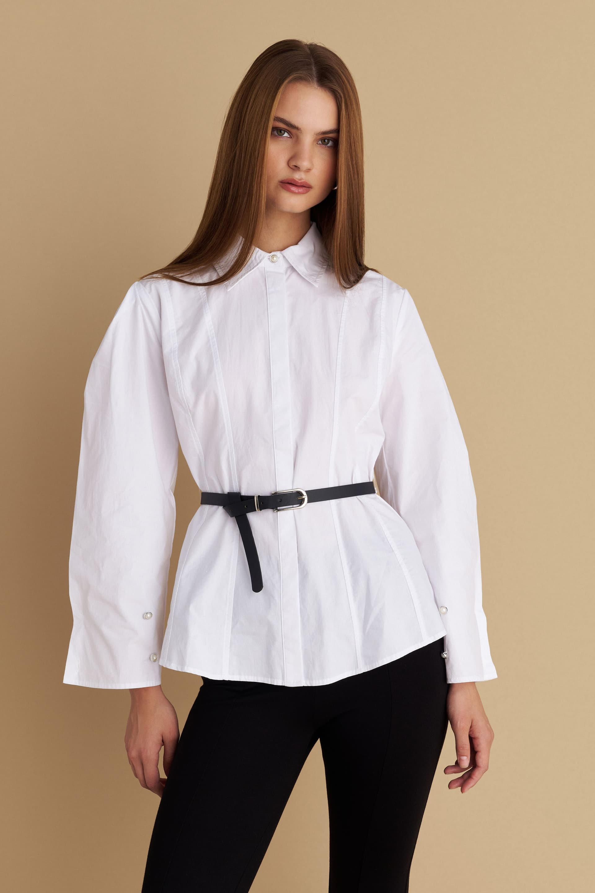 Πουκάμισο σετ με ζώνη - Λευκό