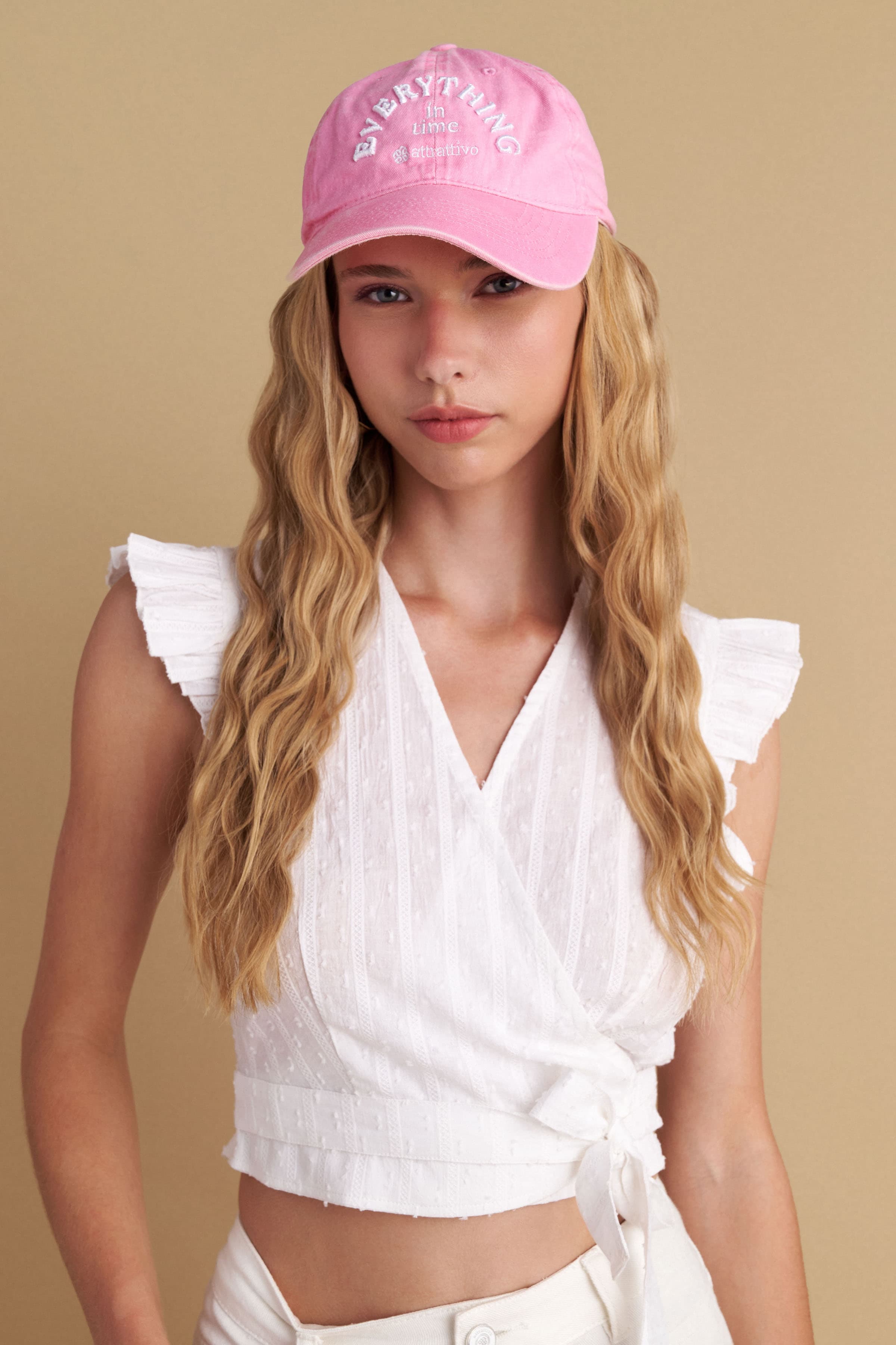 Καπέλο jockey με κέντημα - Ροζ