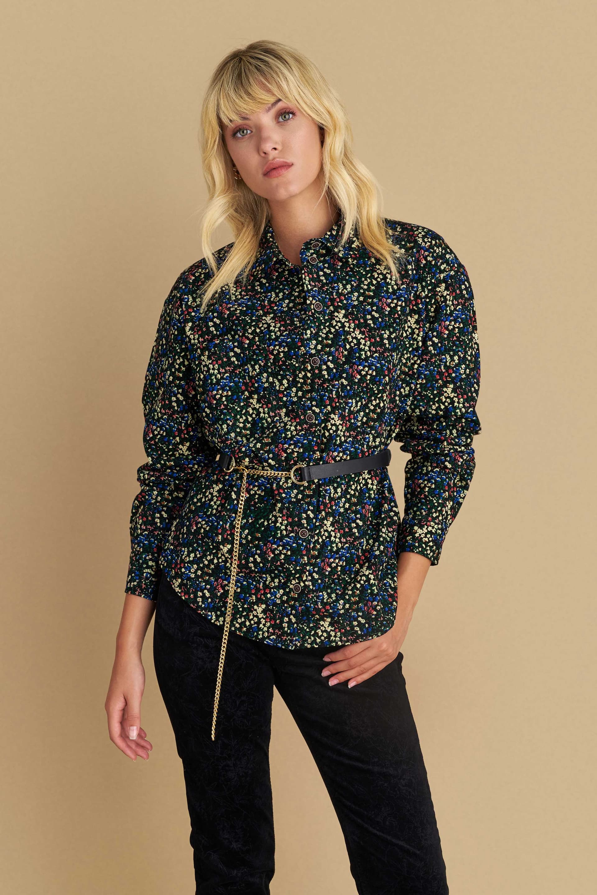 Πουκάμισο φλοράλ κοτλέ - Πολύχρωμο