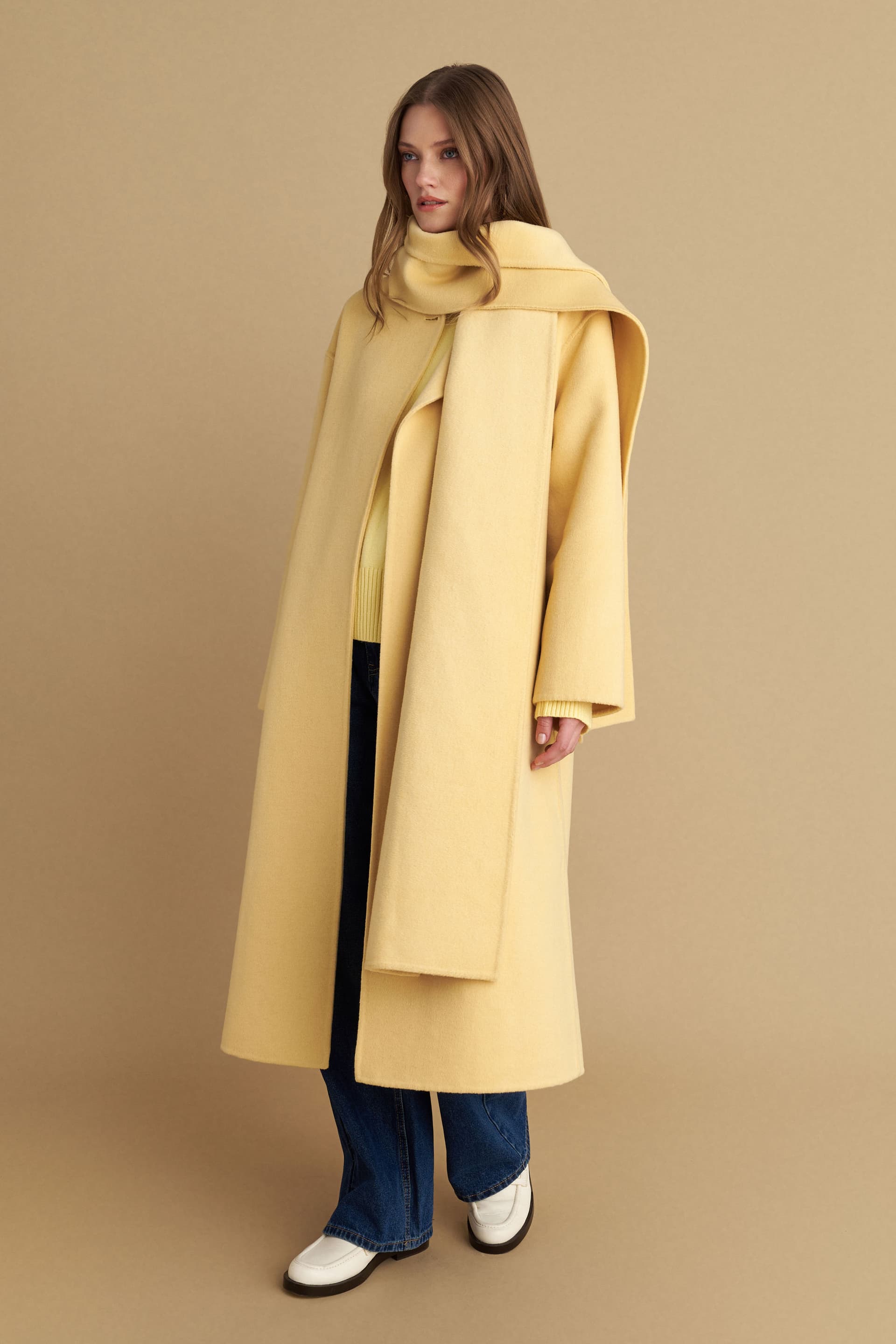 Παλτό μακρύ μάλλινο - YELLOW