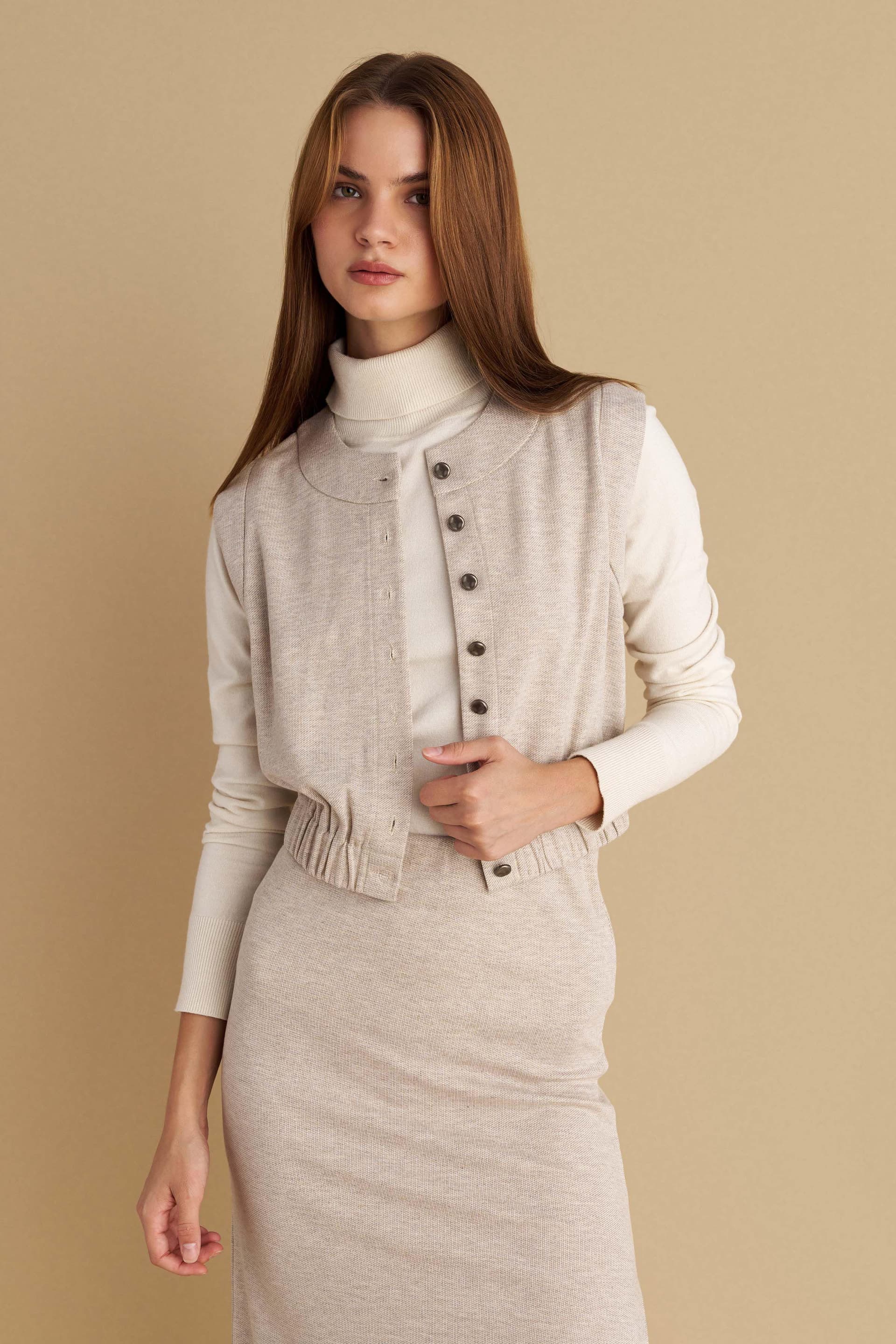 Μπλούζα γιλέκο με κουμπιά - Μπεζ