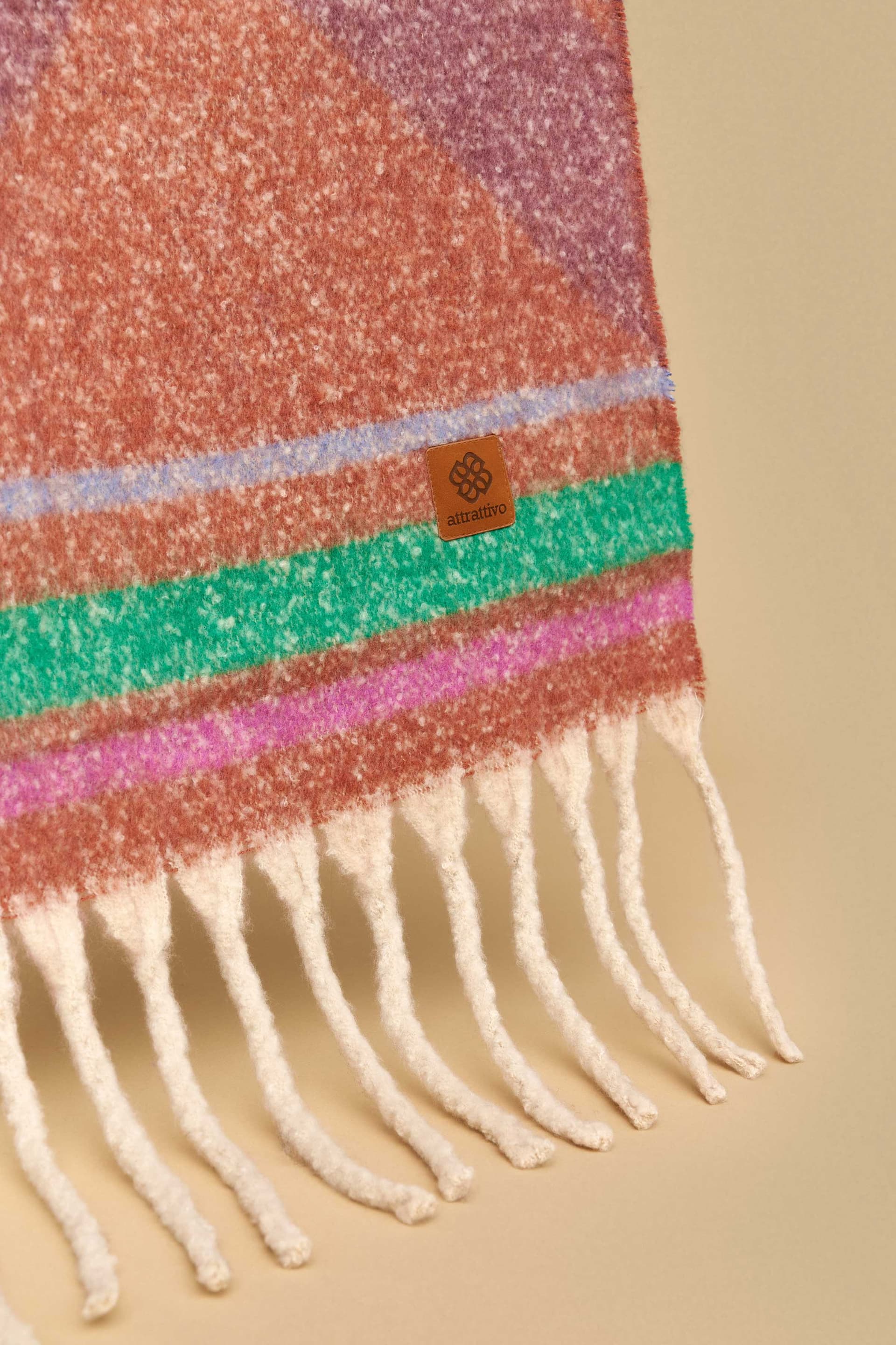 Κασκόλ εμπριμέ με κρόσια - Πολύχρωμο