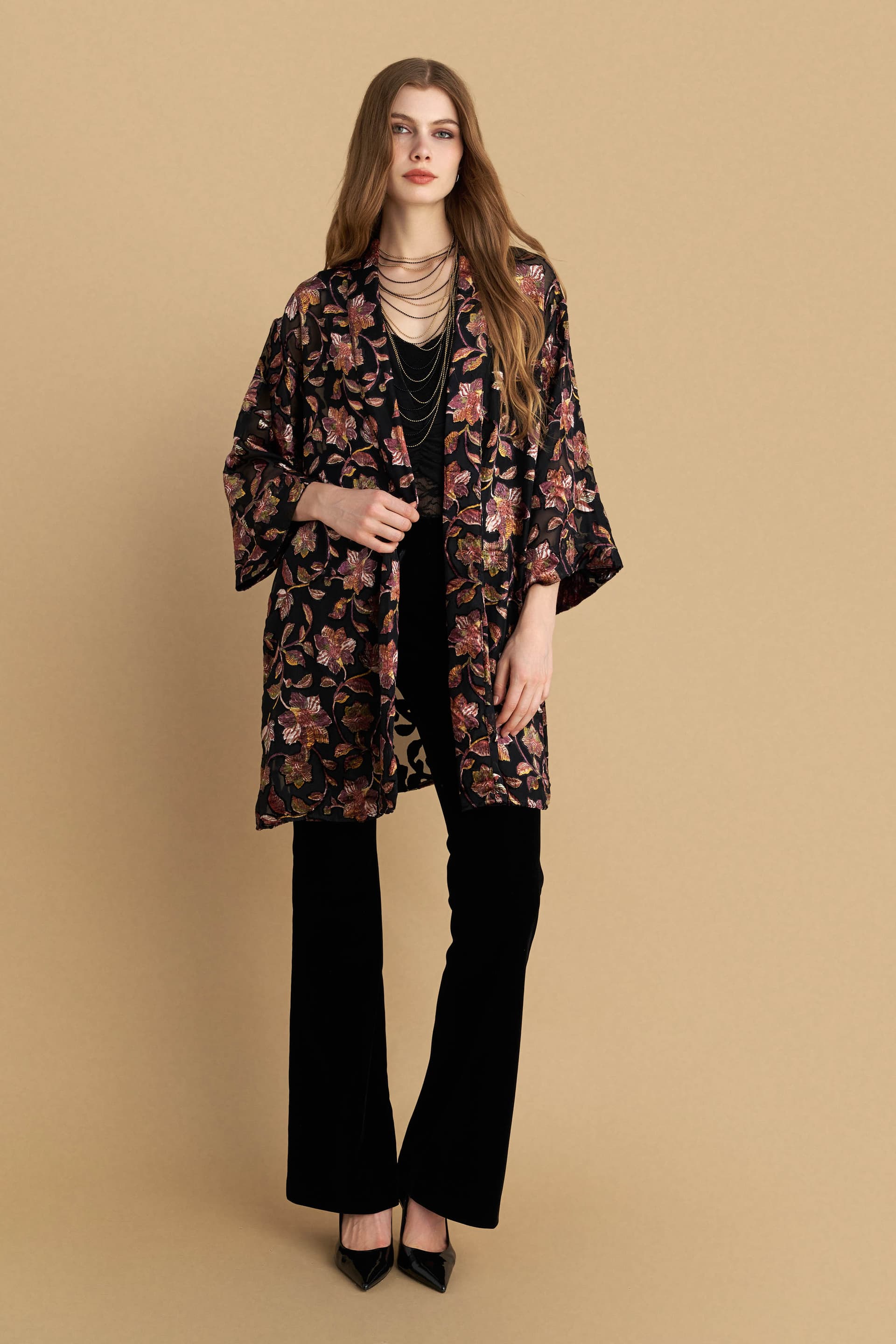 Κιμονό φλοράλ see-through - Πολύχρωμο