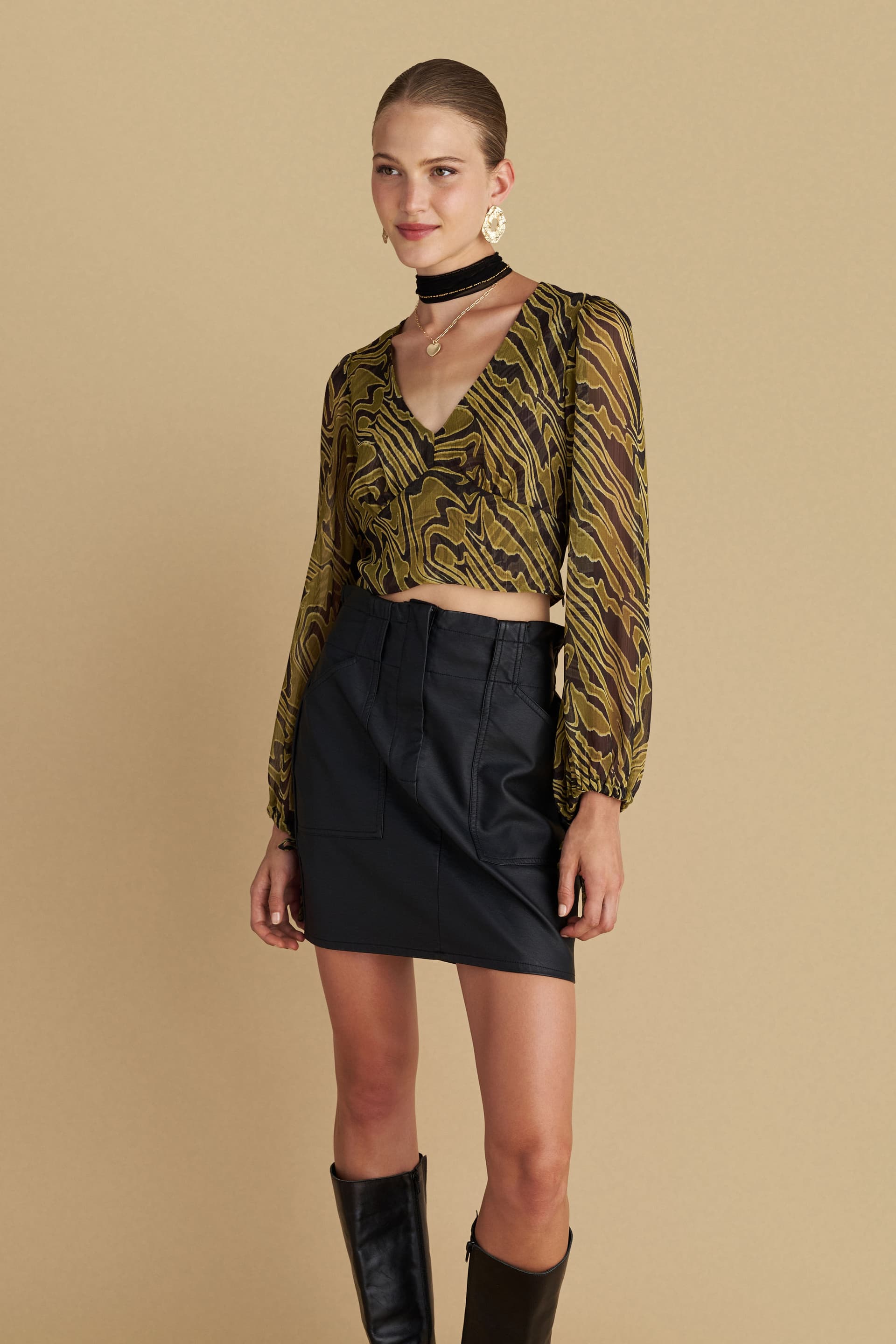 Κροπ τοπ κρουαζέ μακρυμάνικο - CELERY