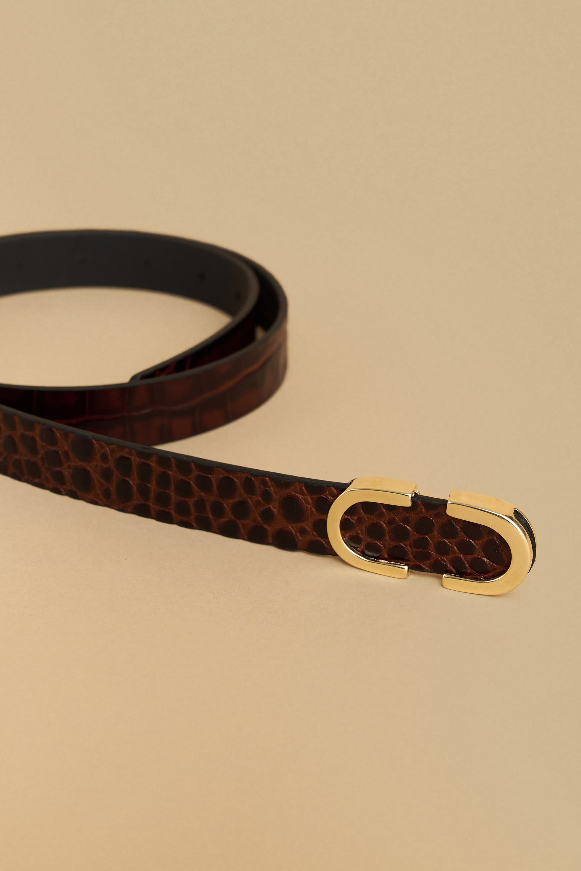 Ζώνη με ανάγλυφο σχέδιο - Καφέ