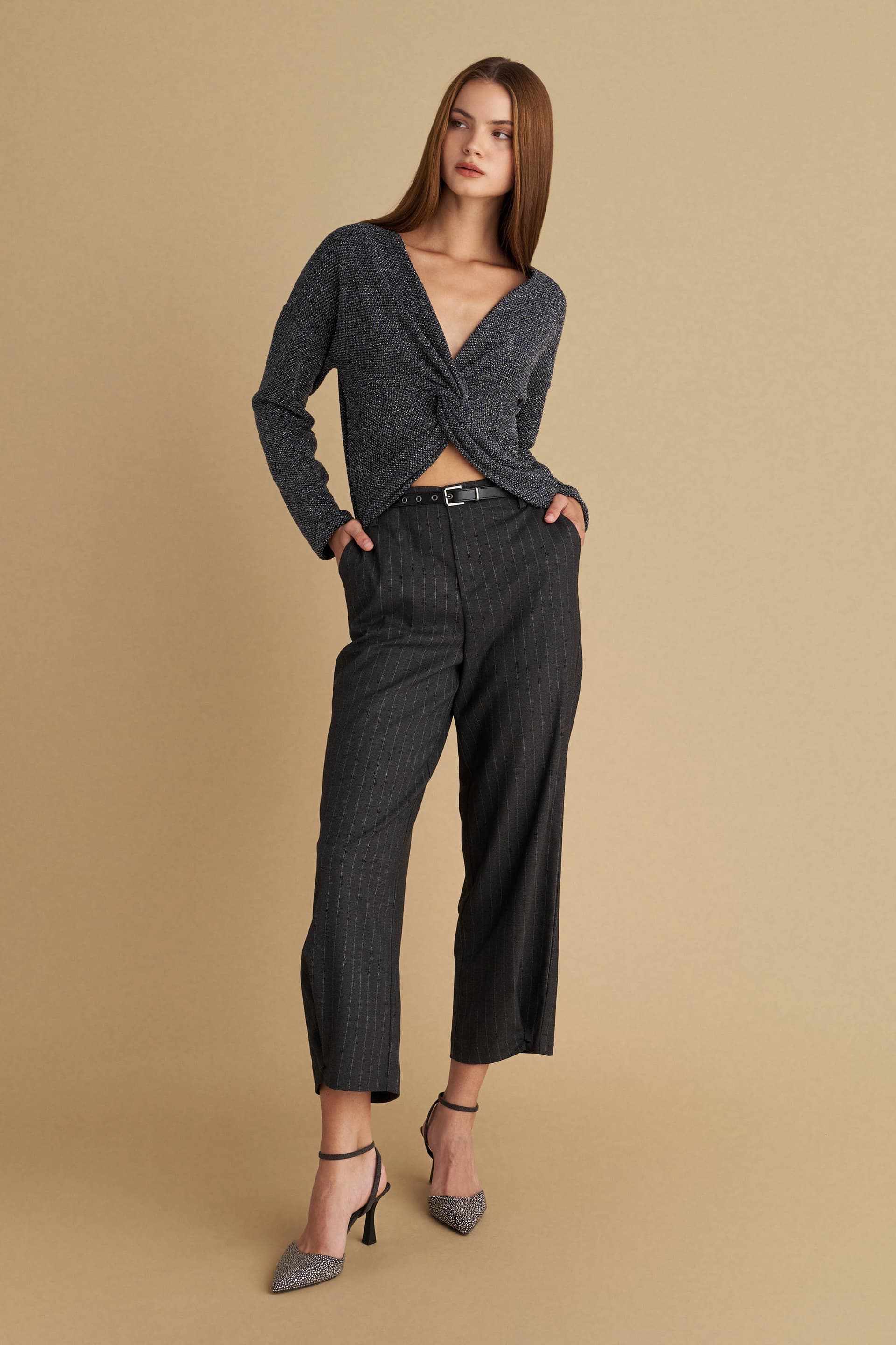 Μπλούζα lurex με κόμπο - Μαύρο