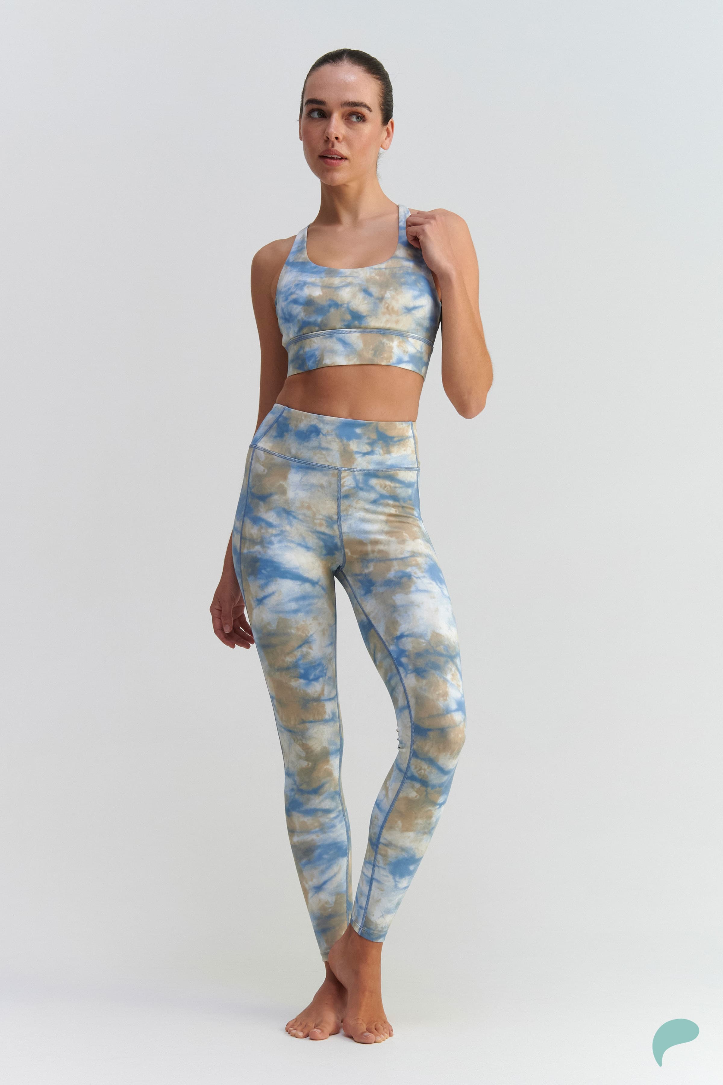 Κολάν ψηλόμεσο με abstract print - Μπλε