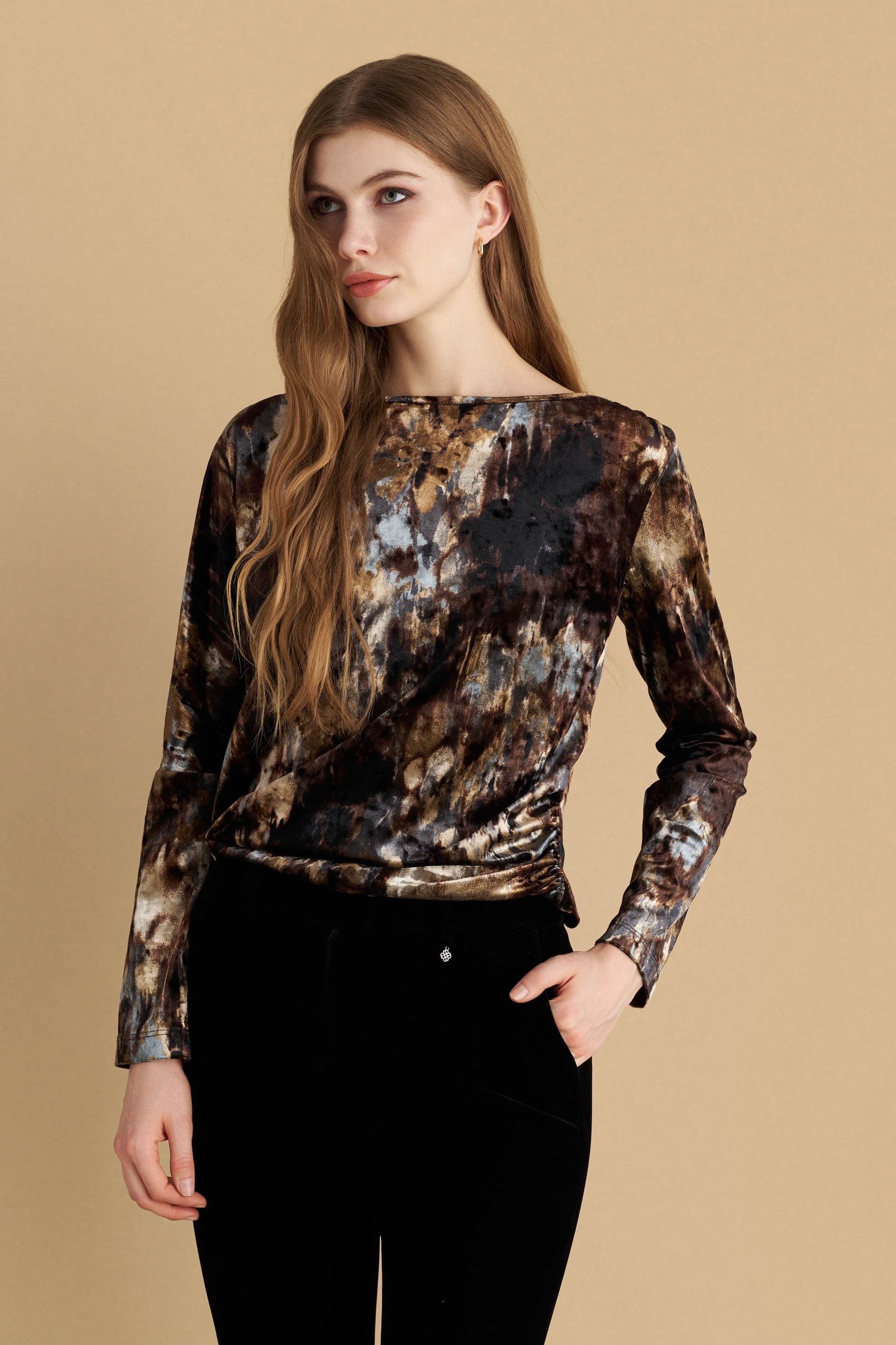 Μπλούζα εμπριμέ βελούδινη - Πολύχρωμο