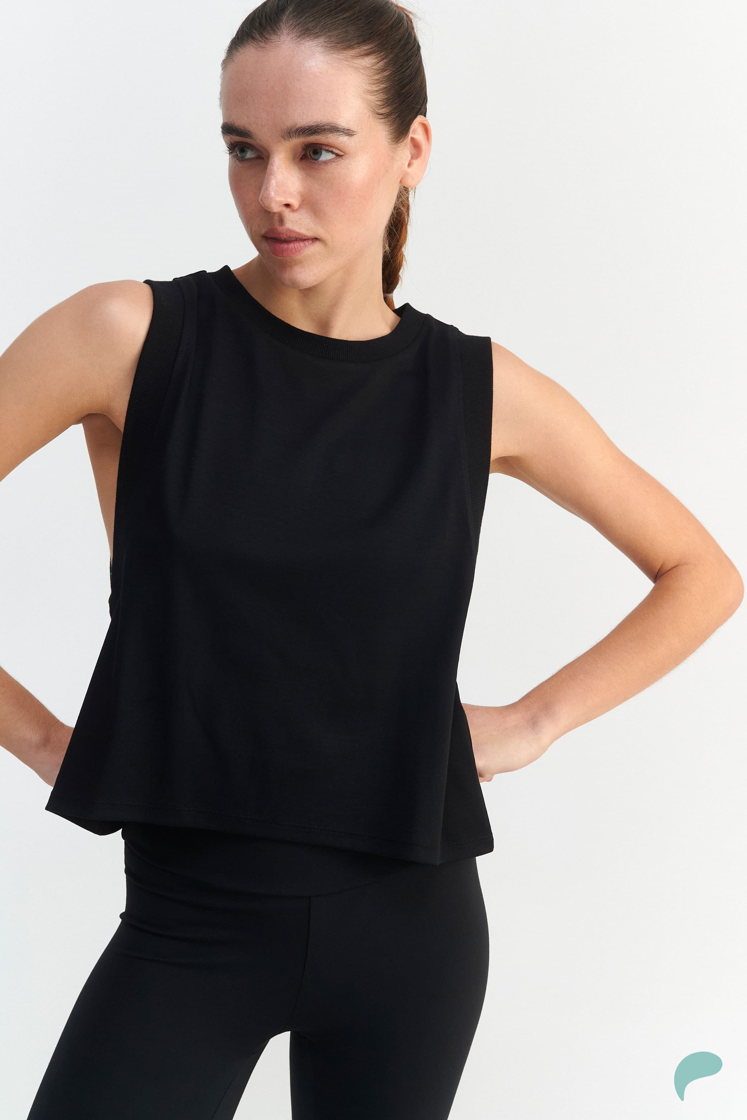 Μπλούζα αμάνικη cropped - Μαύρο