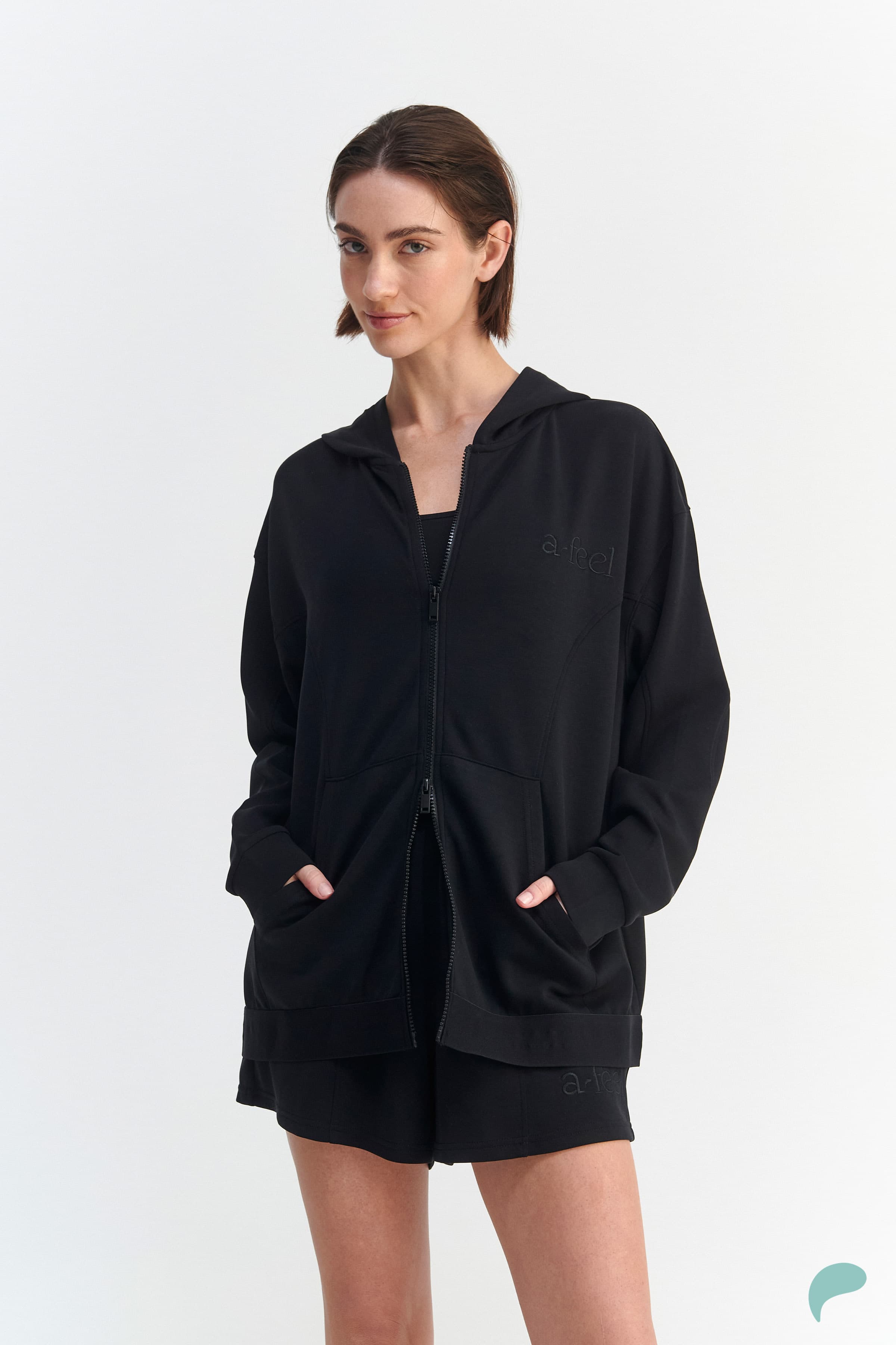 Ζακέτα oversized με απαλή υφή - Μαύρο