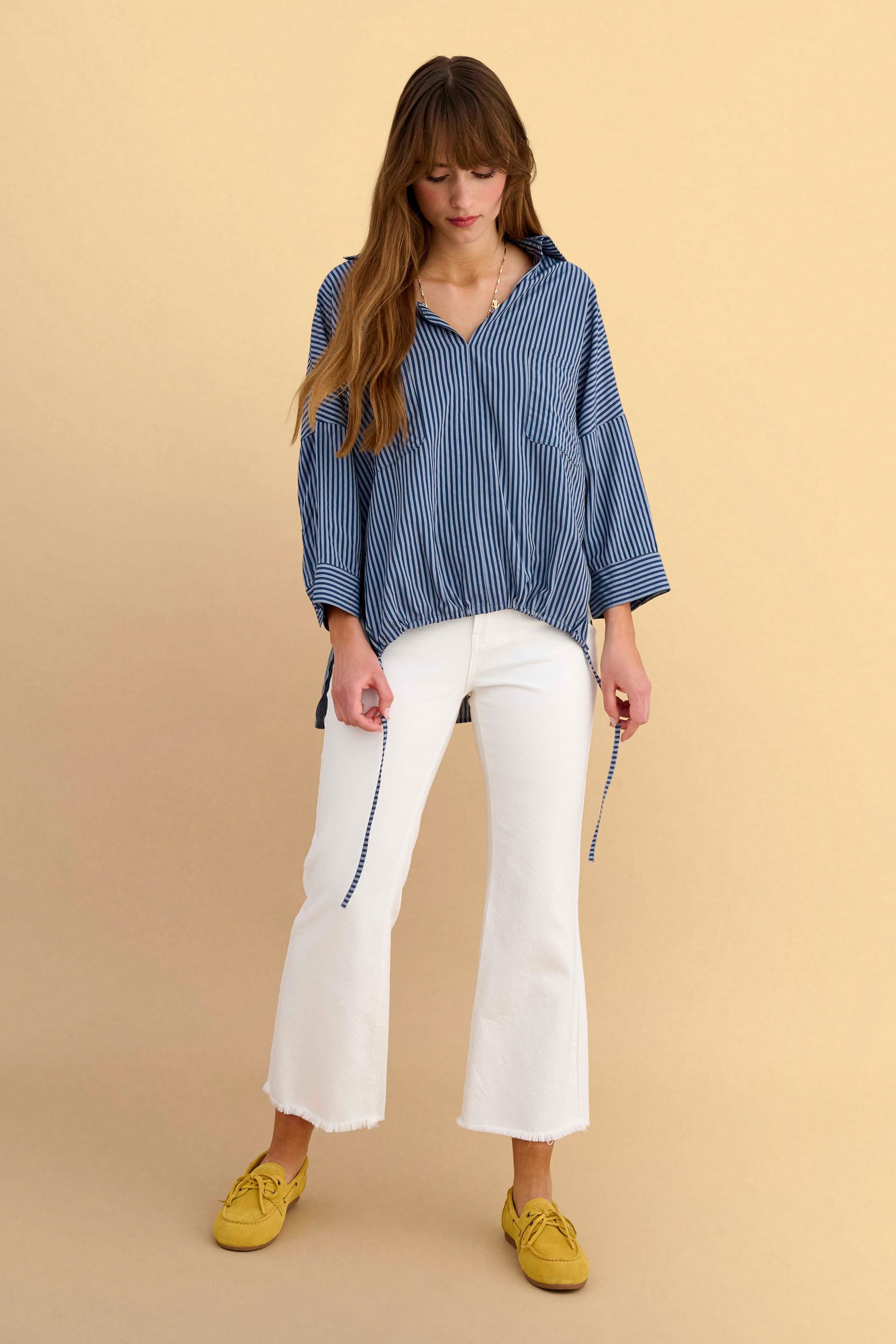 Τουνίκ ριγέ με τσέπες - Μπλε