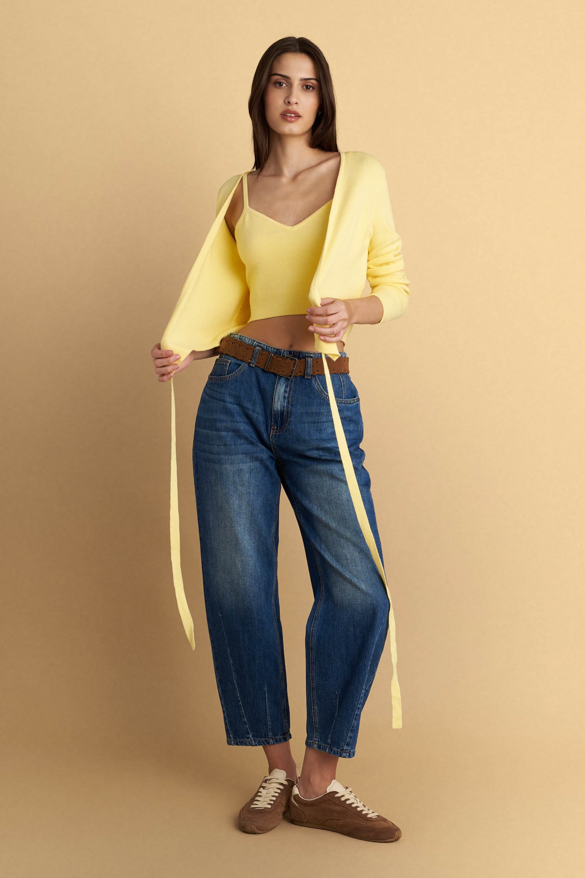 Τζιν παντελόνι barrel με ζώνη - Μπλε