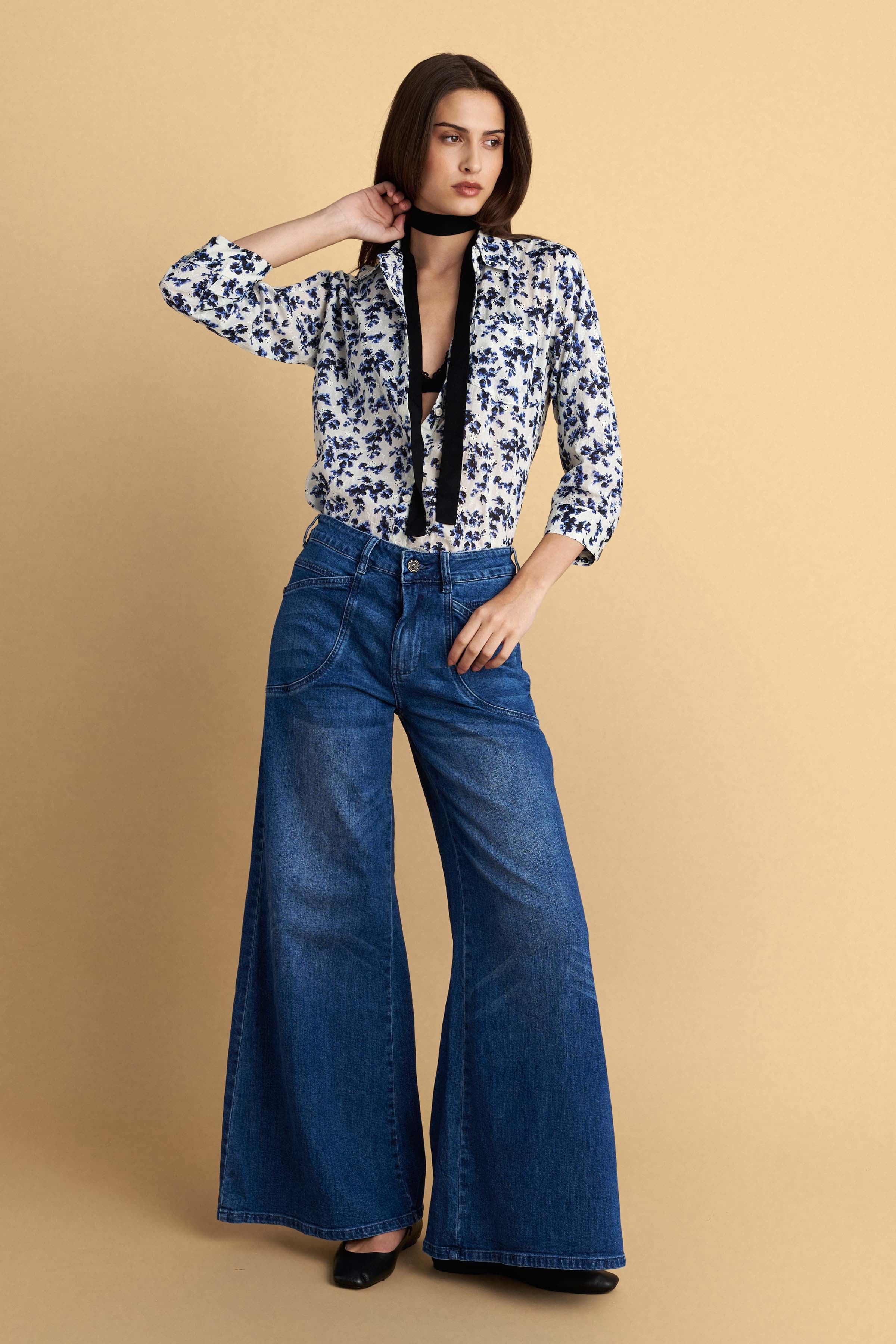 Τζιν παντελόνι wide leg - Μπλε