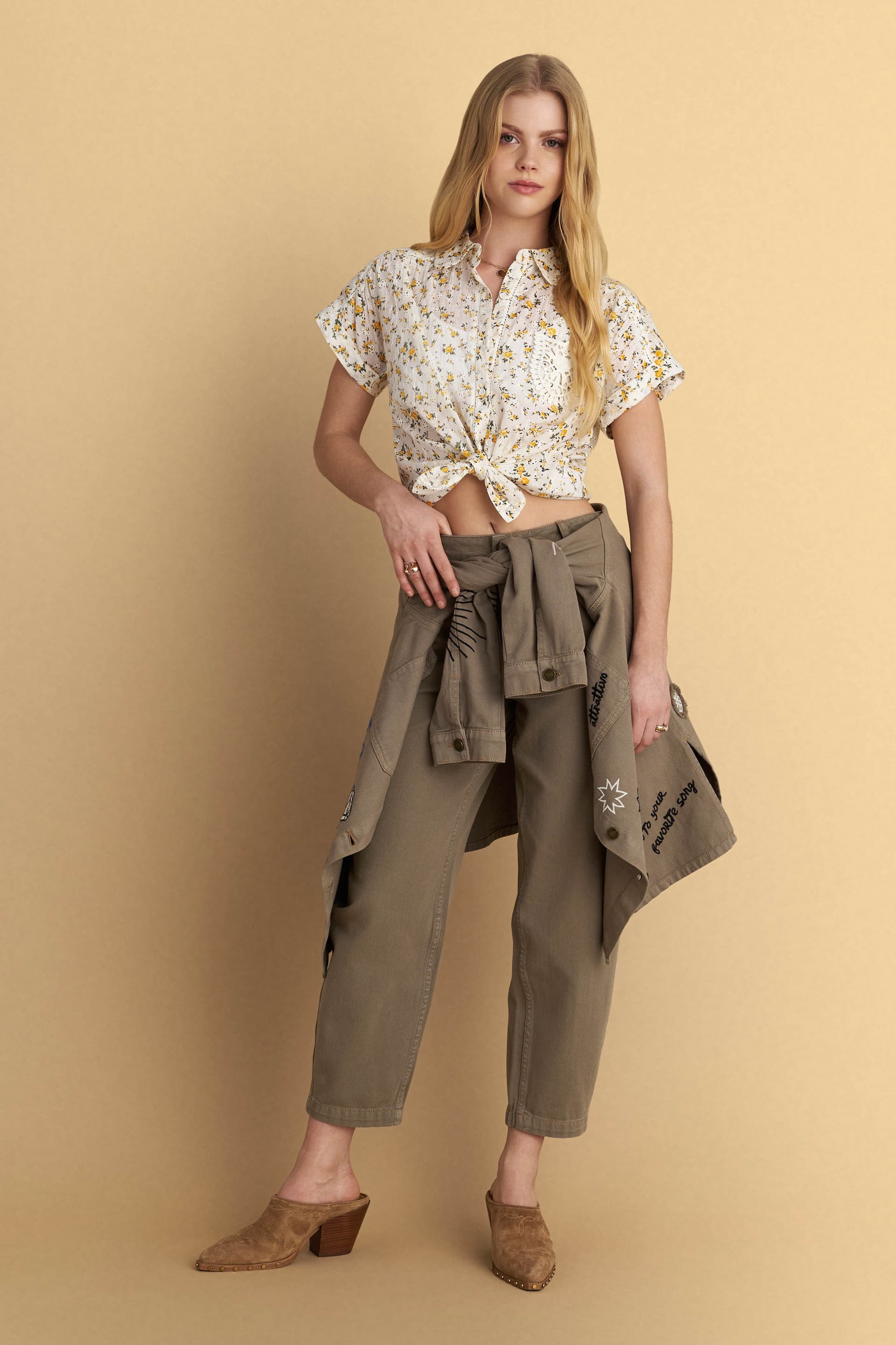 Πουκάμισο φλοράλ κιπούρ - Λευκό