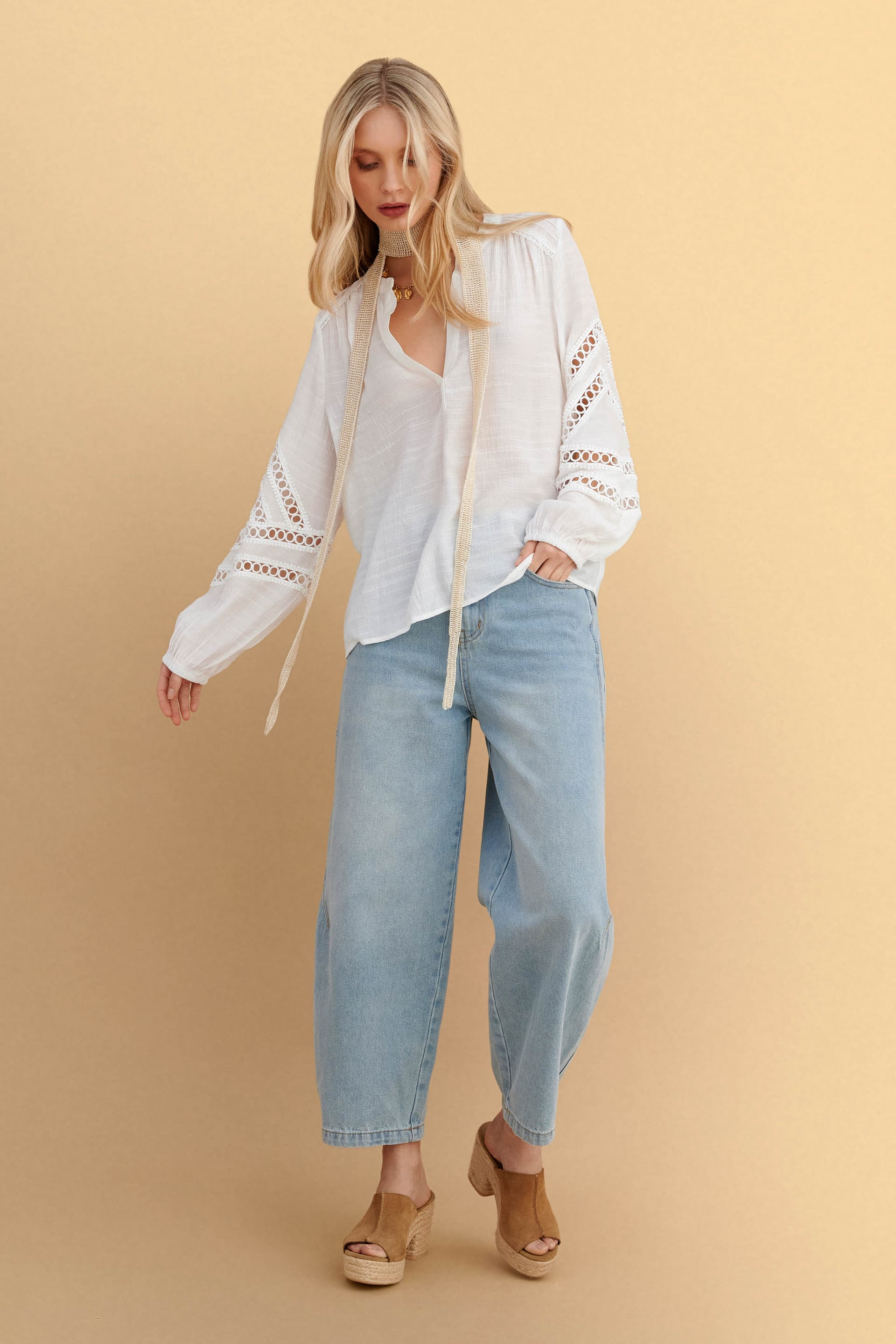 Τουνίκ με κέντημα - Λευκό