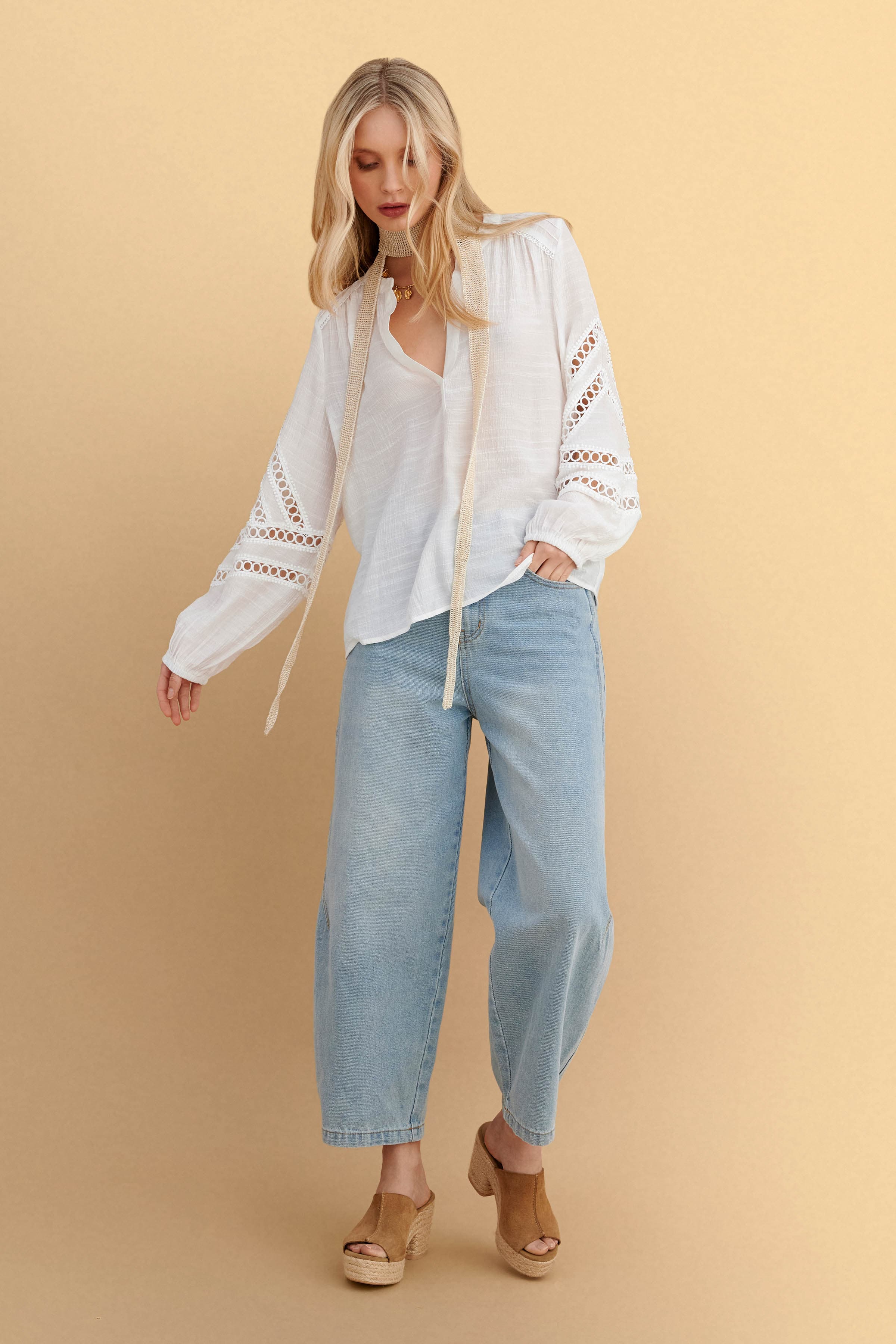 Τουνίκ με κέντημα - Λευκό