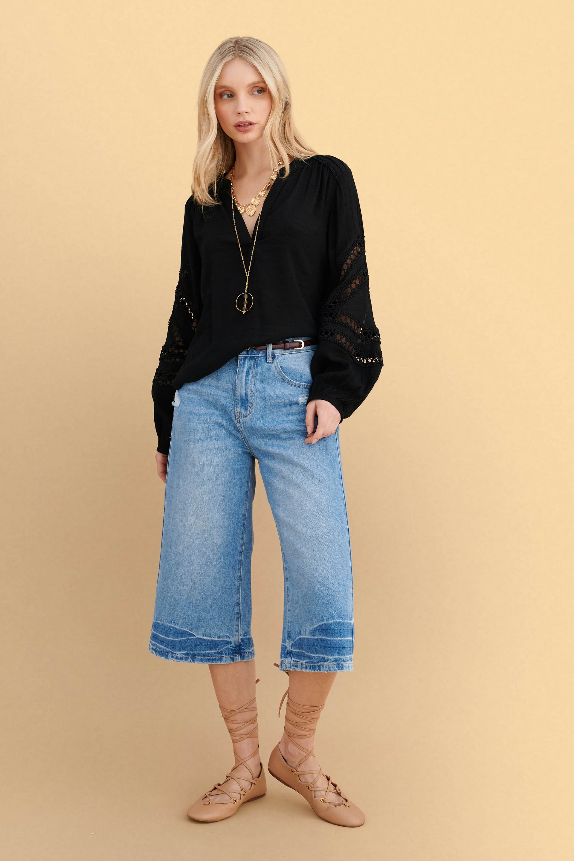 Τουνίκ με κέντημα - Μαύρο